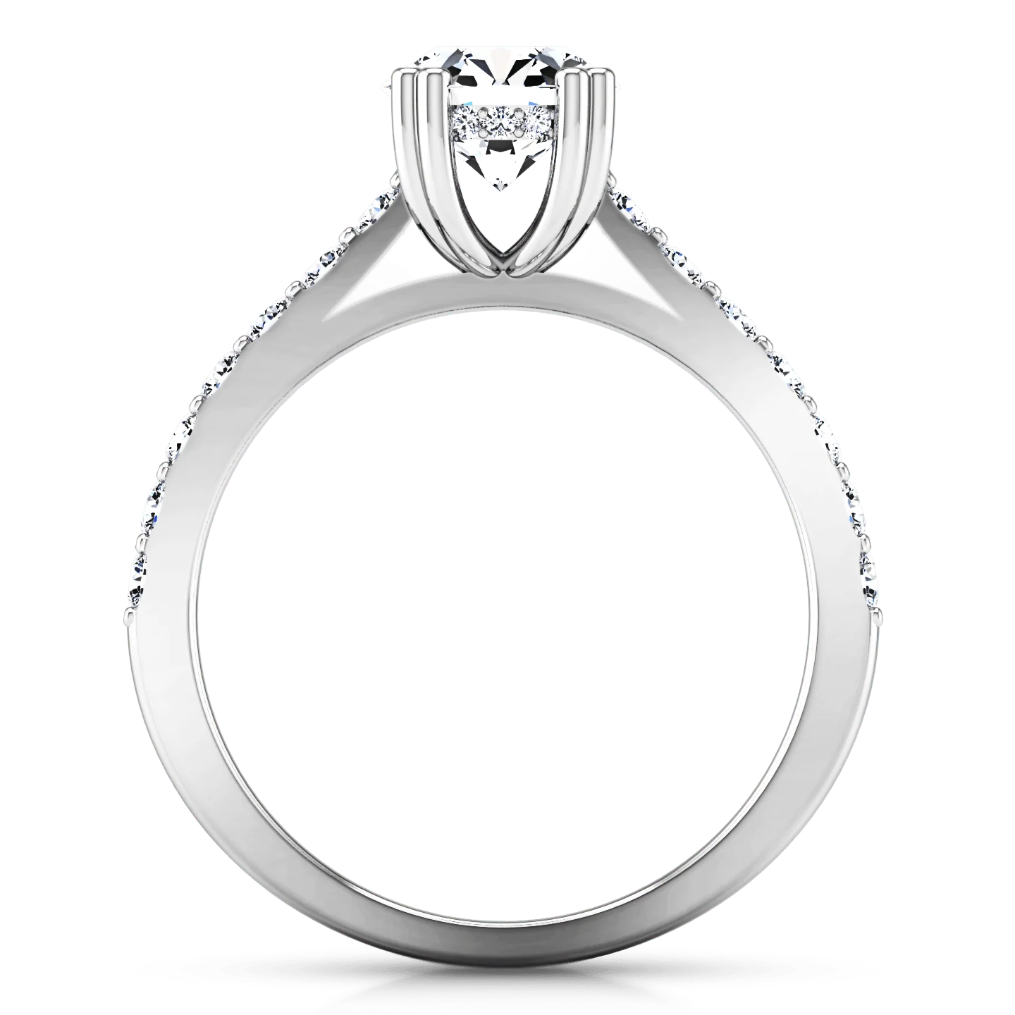 Round Diamond Pave Engagement Ring Michelle 14K White Gold - Image 3
