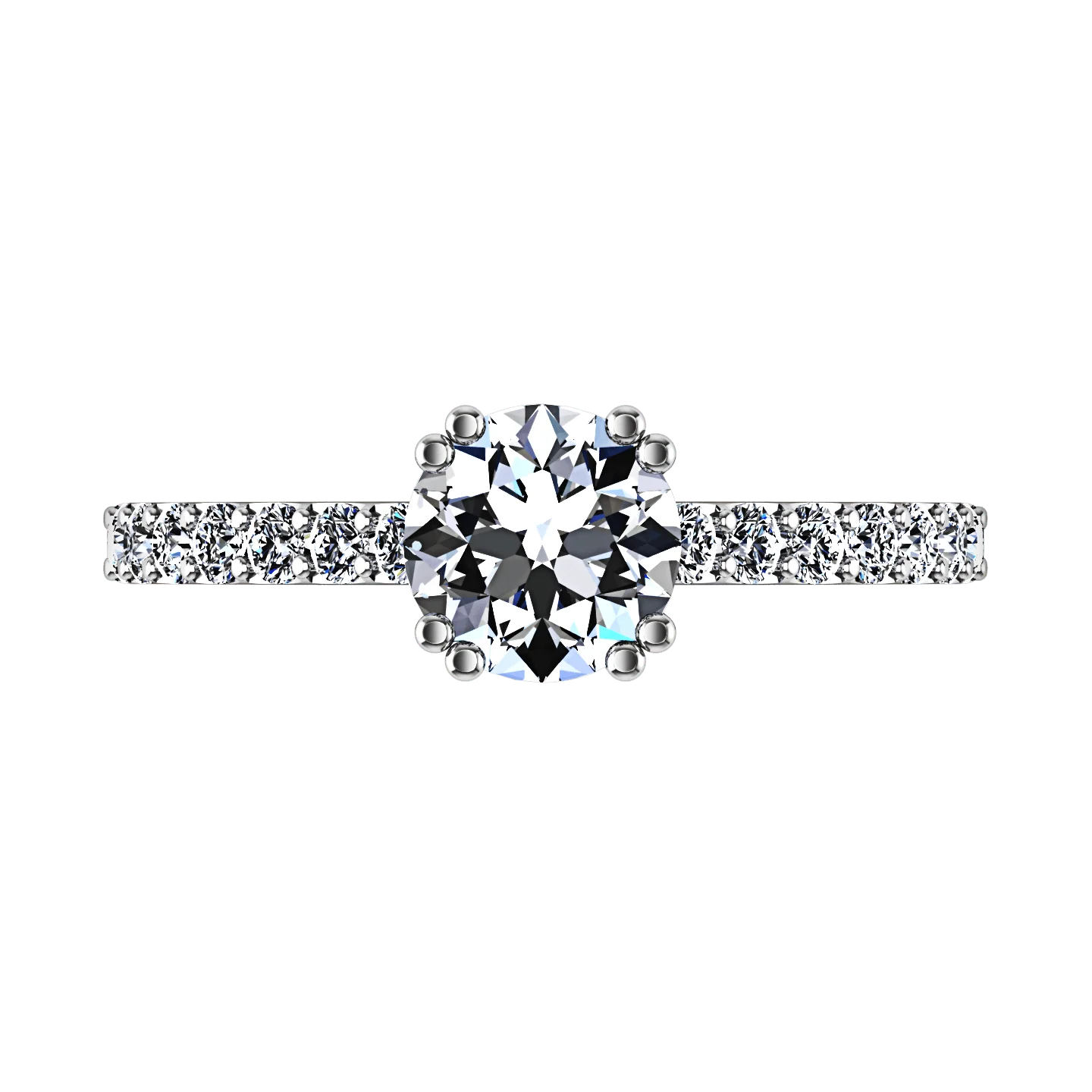 Round Diamond Pave Engagement Ring Michelle 14K White Gold - Image 4