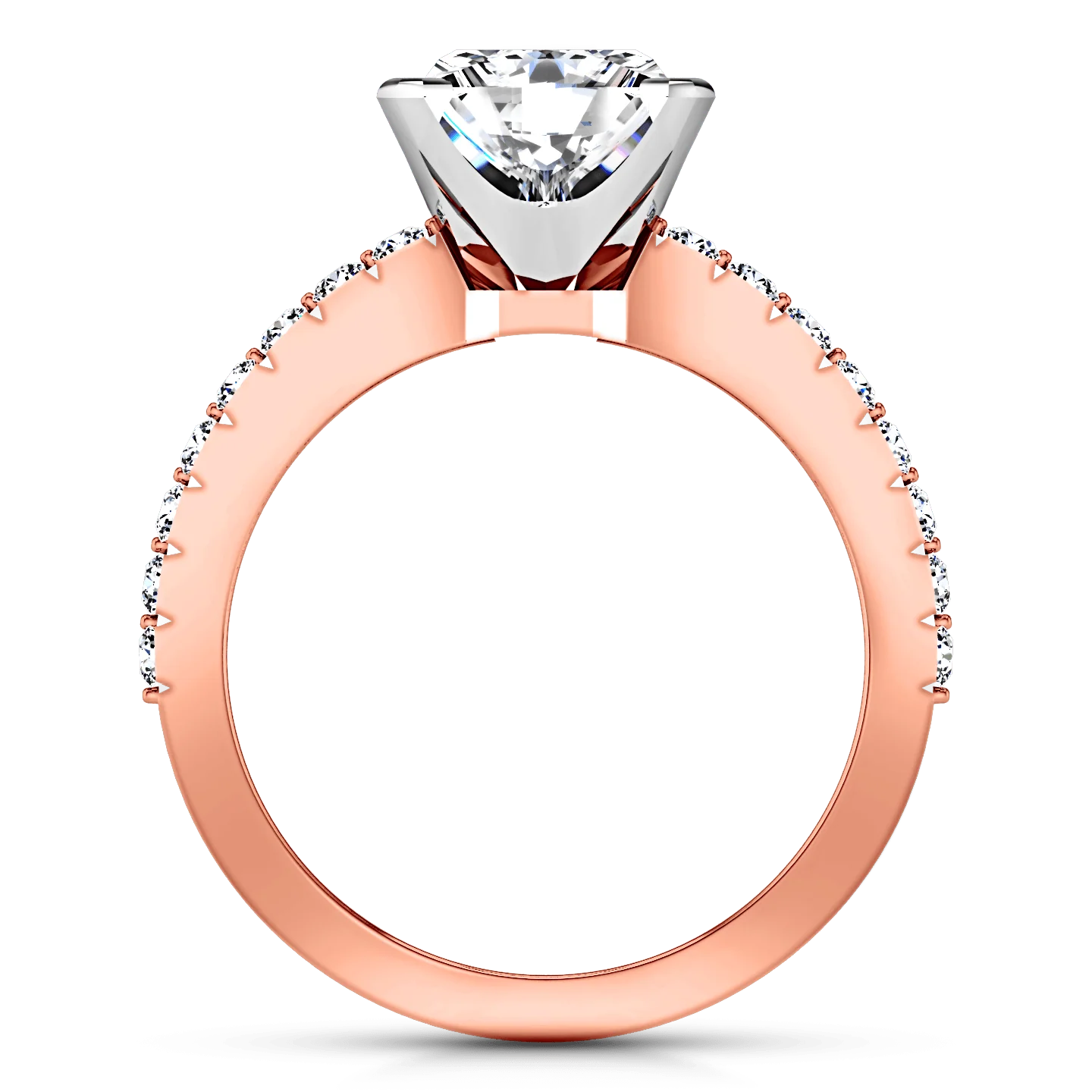 Pave Diamond Princess Cut Engagement Ring Prima 14K Rose Gold - Image 3