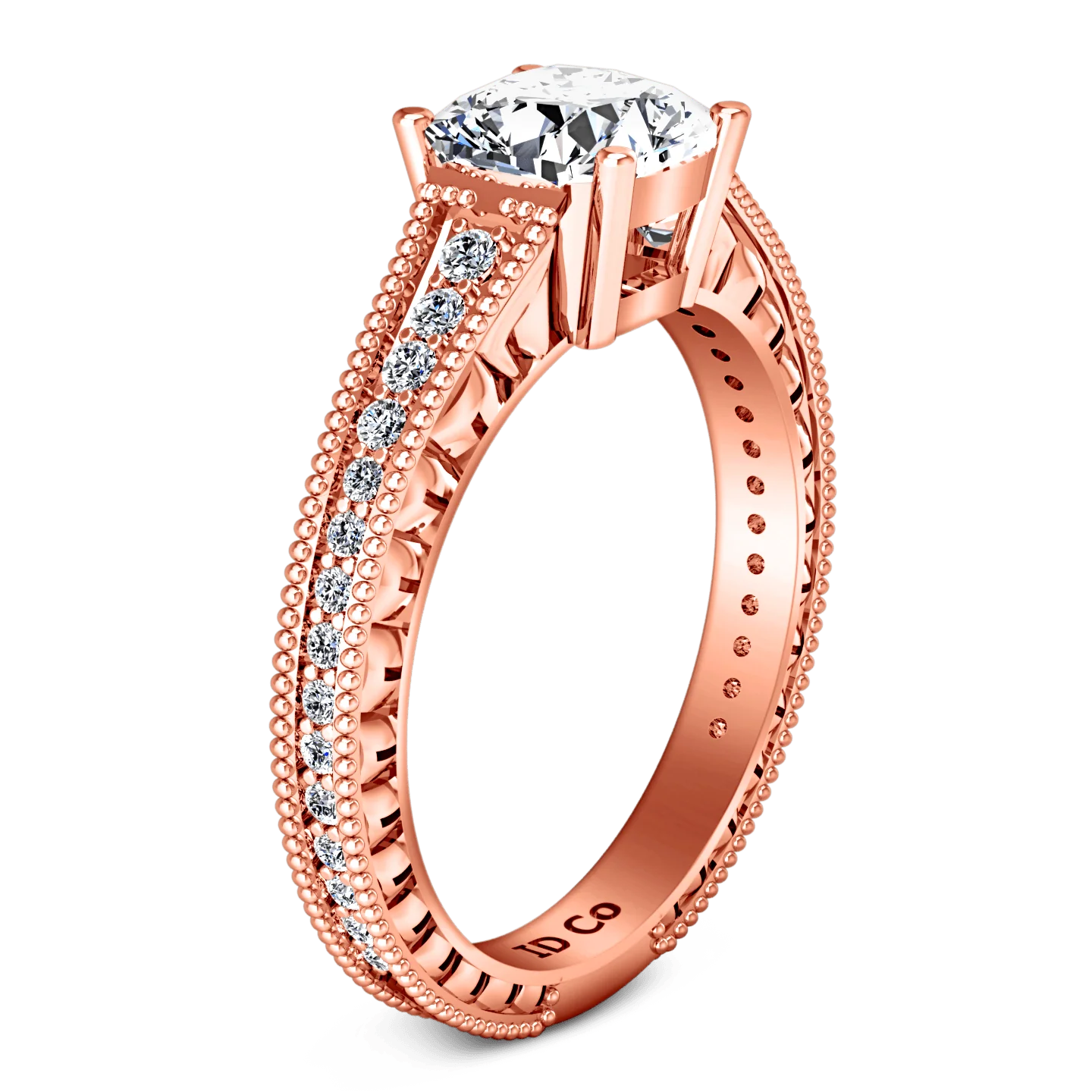 Pave Diamond Cushion Cut Engagement Ring Primrose 14K Rose Gold - Image 2