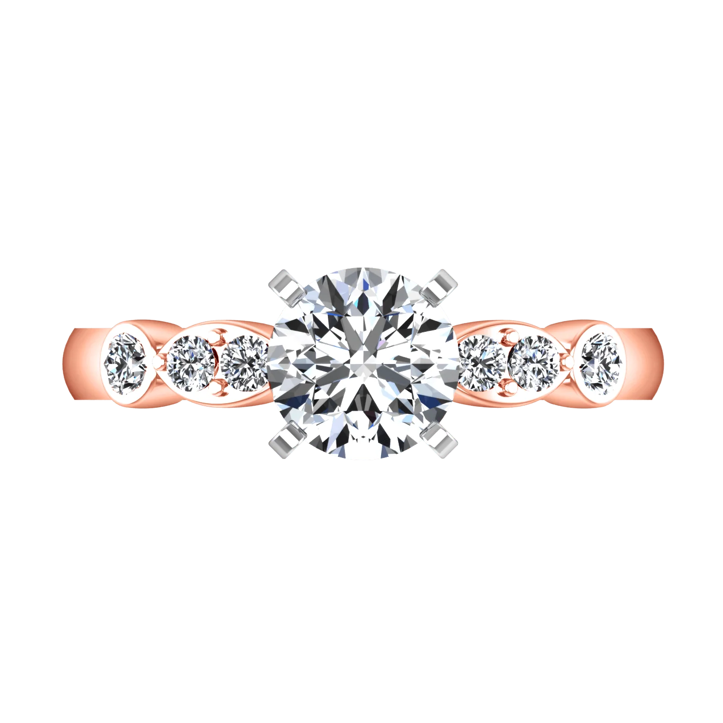 Pave Diamond Engagement Ring Rachel 14K Rose Gold - Image 3