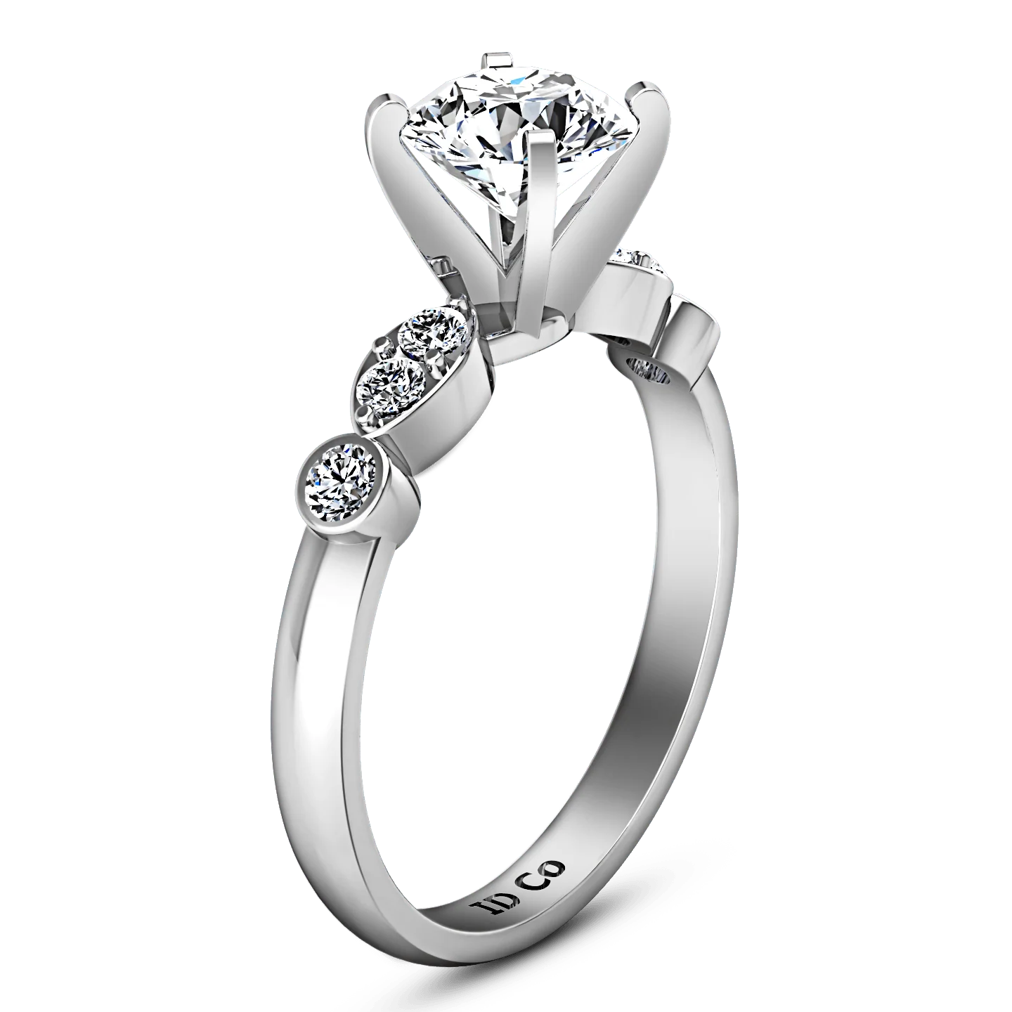 Round Diamond Pave Engagement Ring Rachel 14K White Gold - Image 2