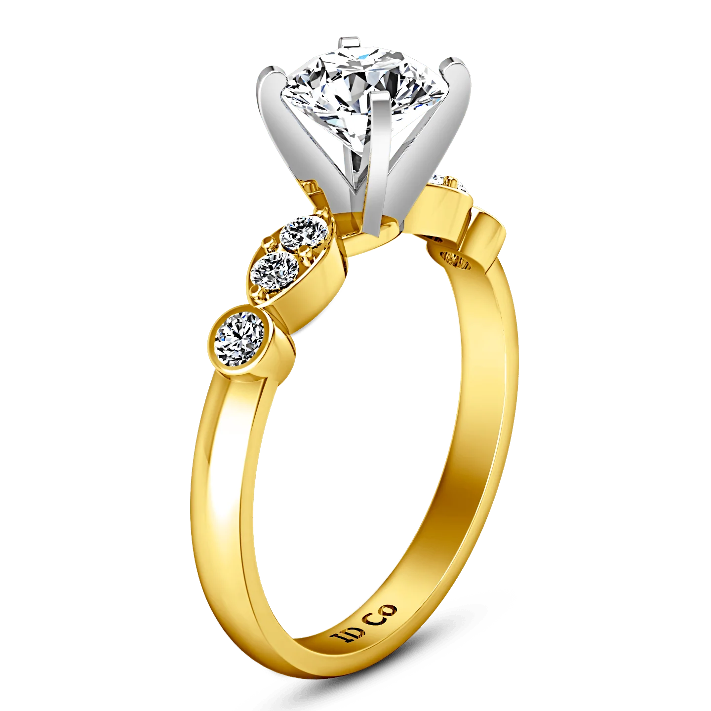 Pave Diamond EngagementRing Rachel 14K Yellow Gold - Image 2