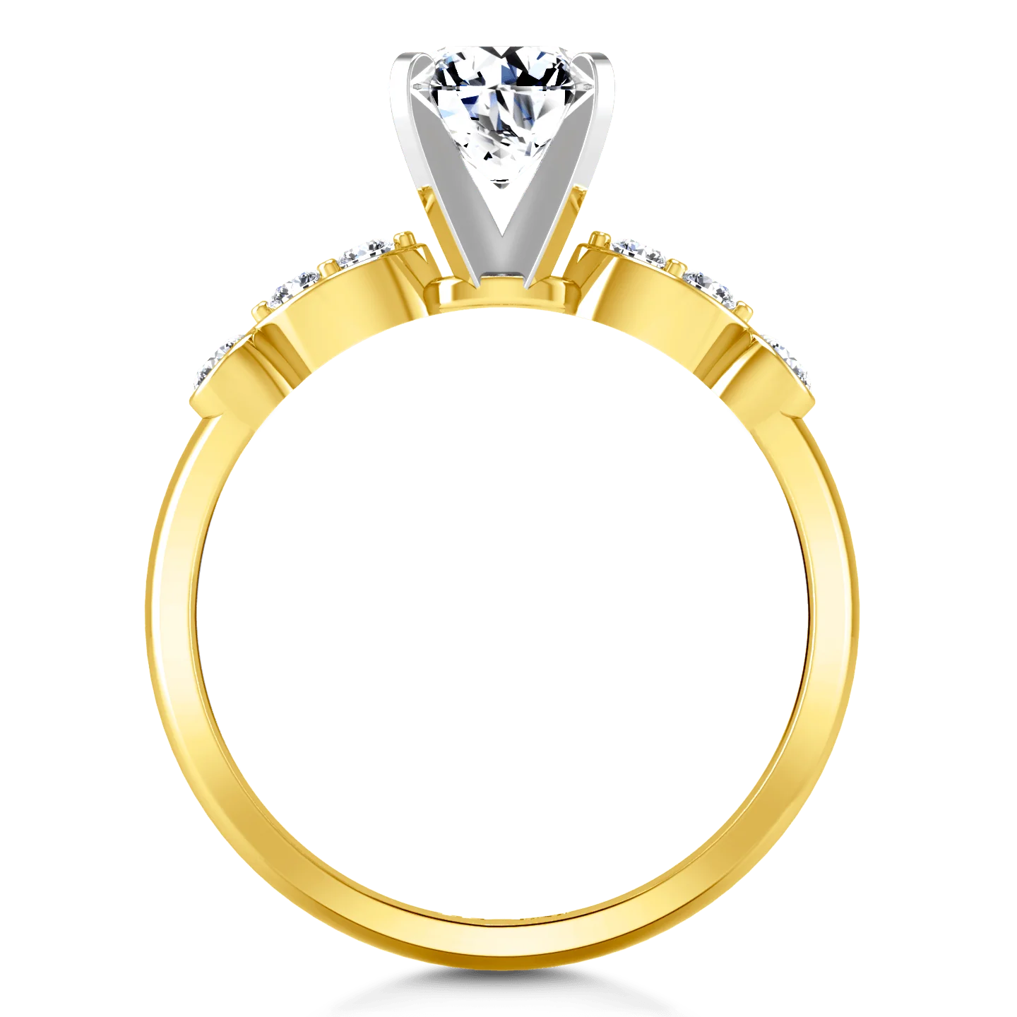 Pave Diamond EngagementRing Rachel 14K Yellow Gold - Image 3