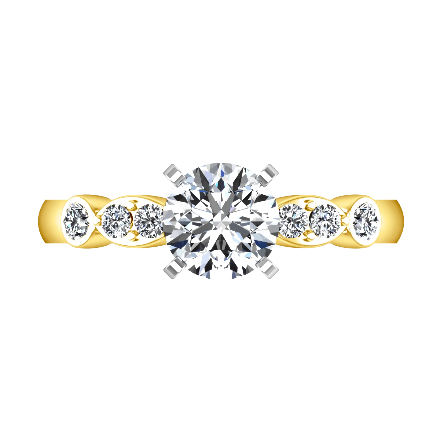 Pave Diamond EngagementRing Rachel 14K Yellow Gold - Image 4