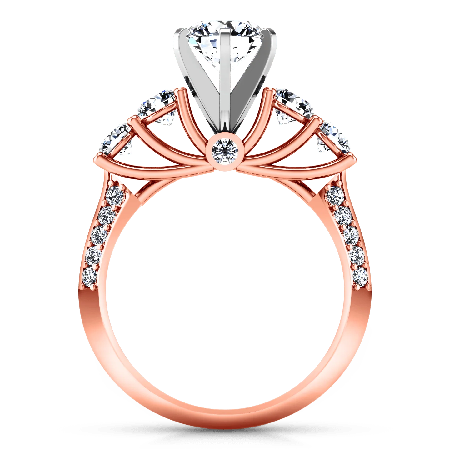 Pave Diamond Engagement Ring Regal 14K Rose Gold - Image 3