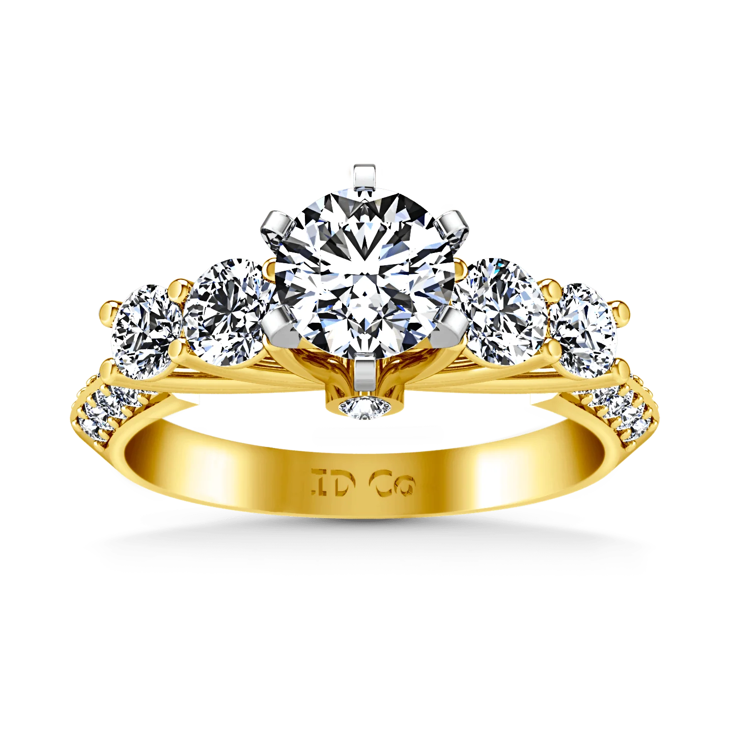 Pave Diamond EngagementRing Regal 14K Yellow Gold