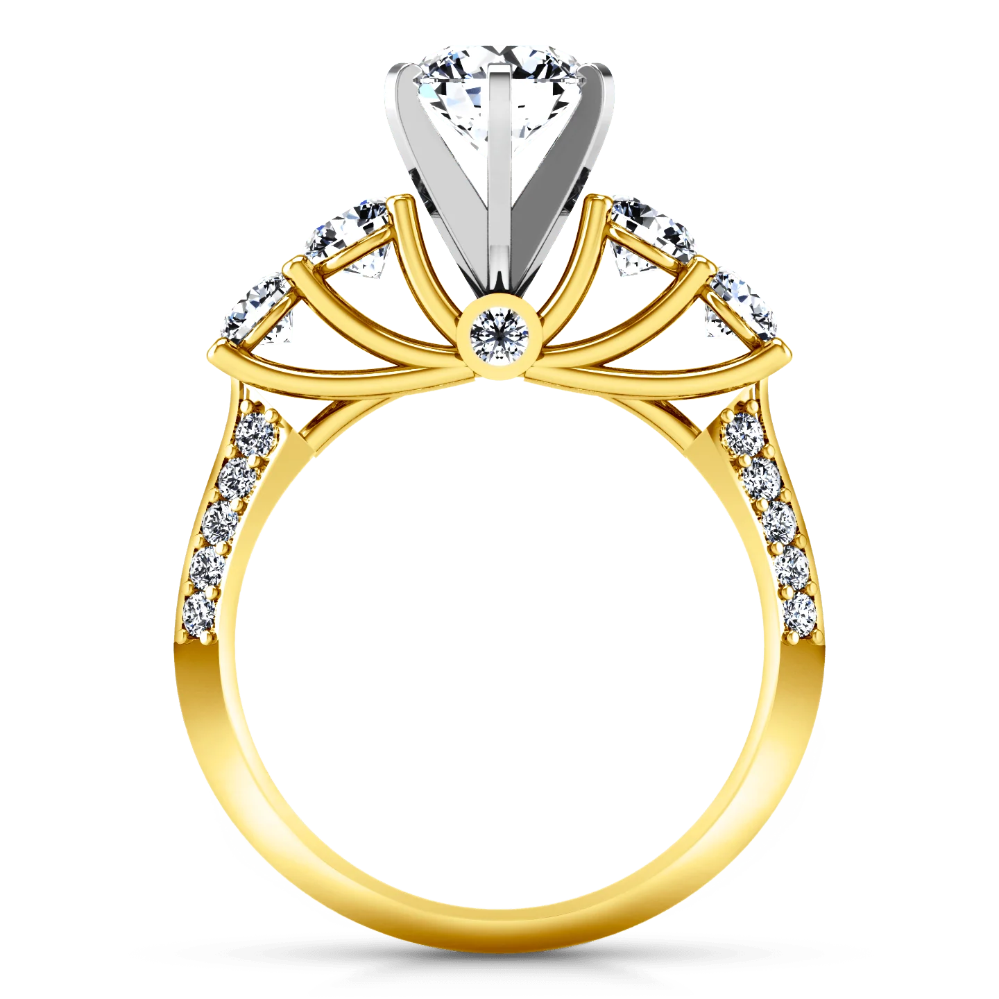 Pave Diamond EngagementRing Regal 14K Yellow Gold - Image 3