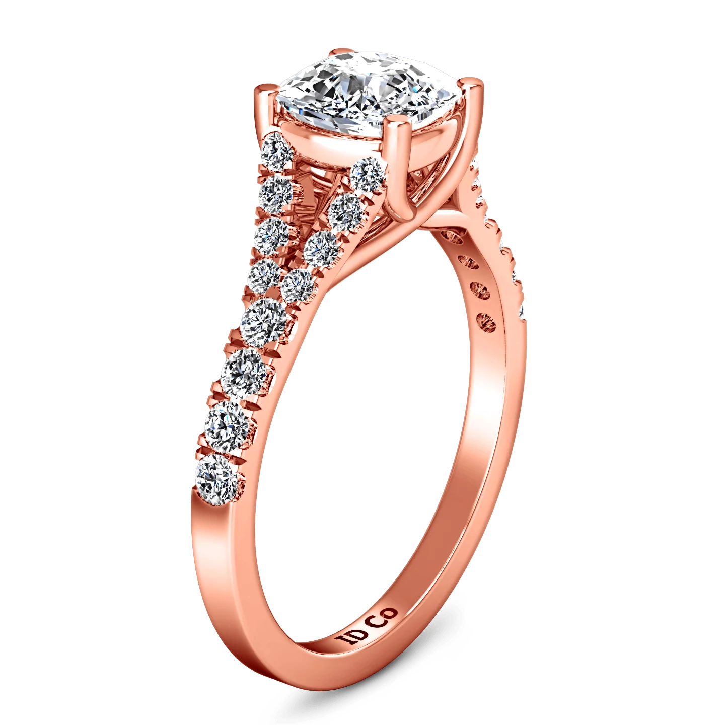 Pave Diamond Cushion Cut Engagement Ring Riverton 14K Rose Gold - Image 2