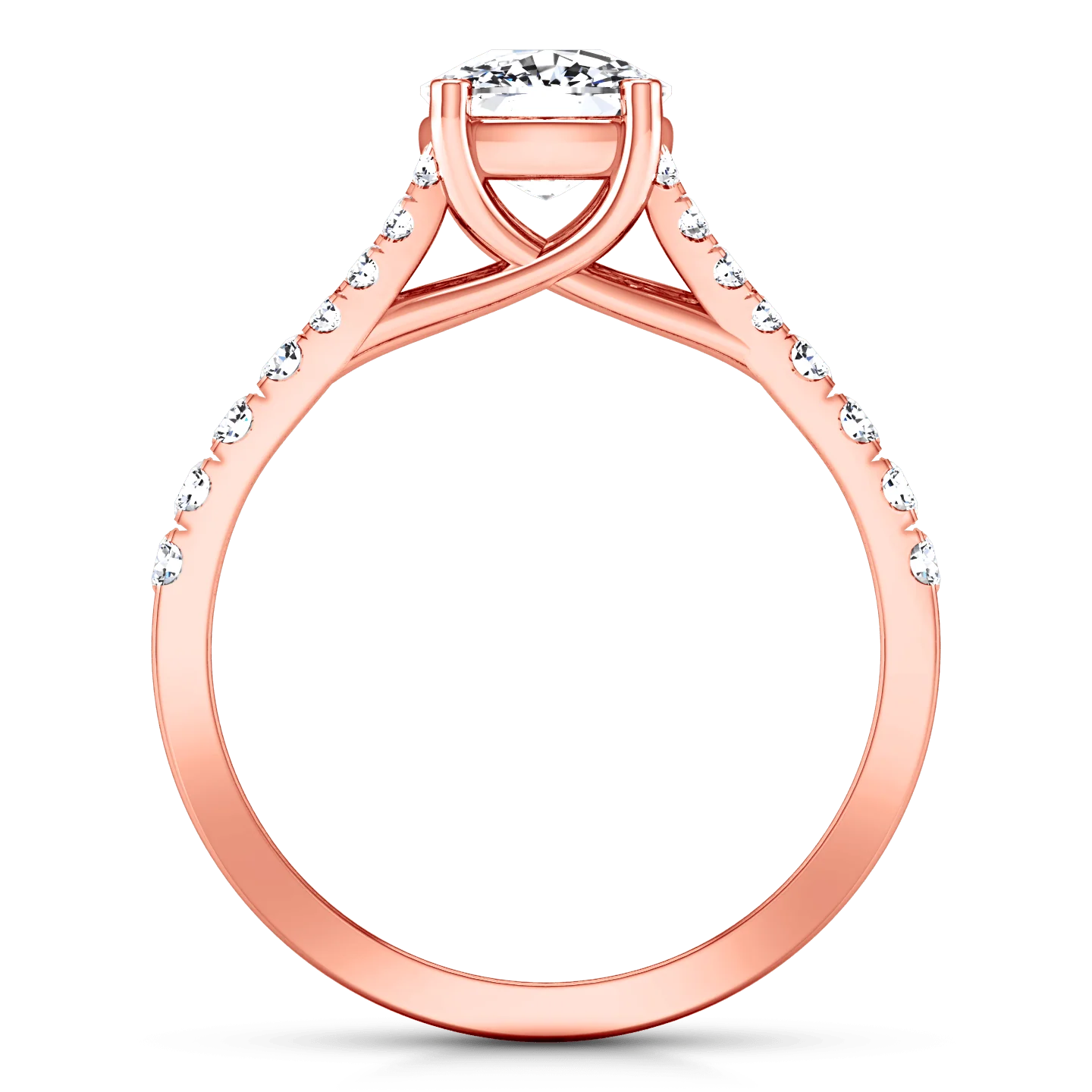Pave Diamond Cushion Cut Engagement Ring Riverton 14K Rose Gold - Image 3