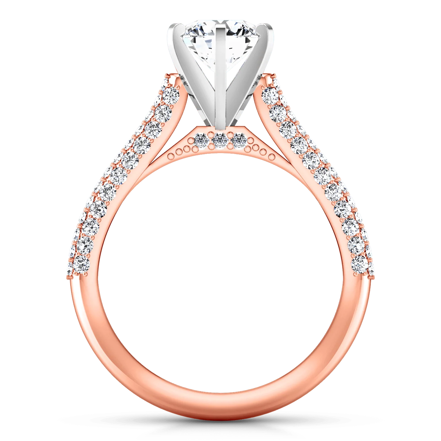 Pave Diamond Engagement Ring Royal 14K Rose Gold - Image 3