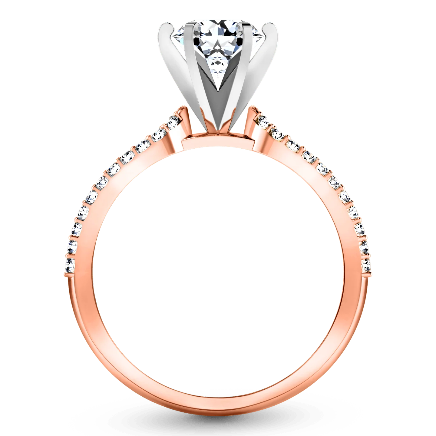 Pave Diamond Engagement Ring Tres Jolie 14K Rose Gold - Image 3