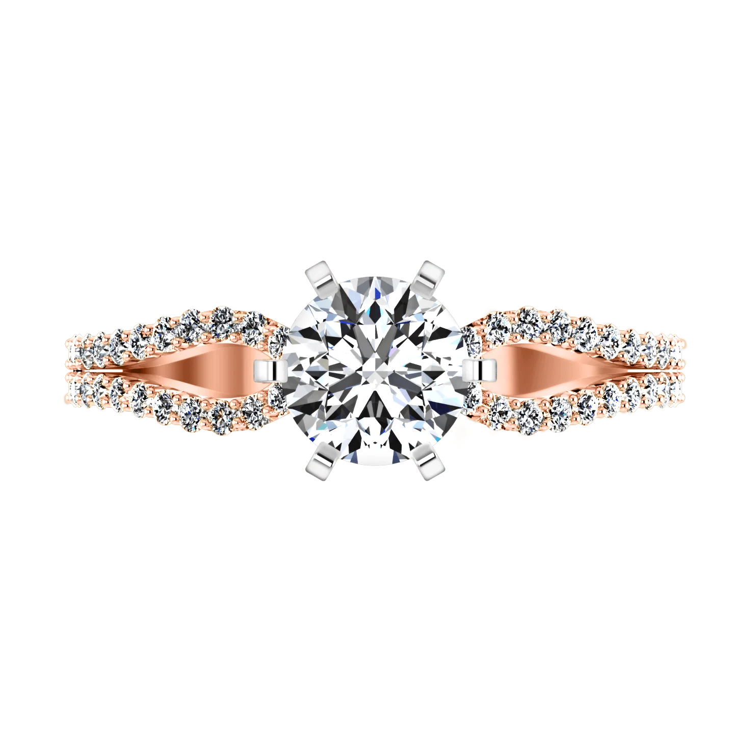Pave Diamond Engagement Ring Tres Jolie 14K Rose Gold - Image 4