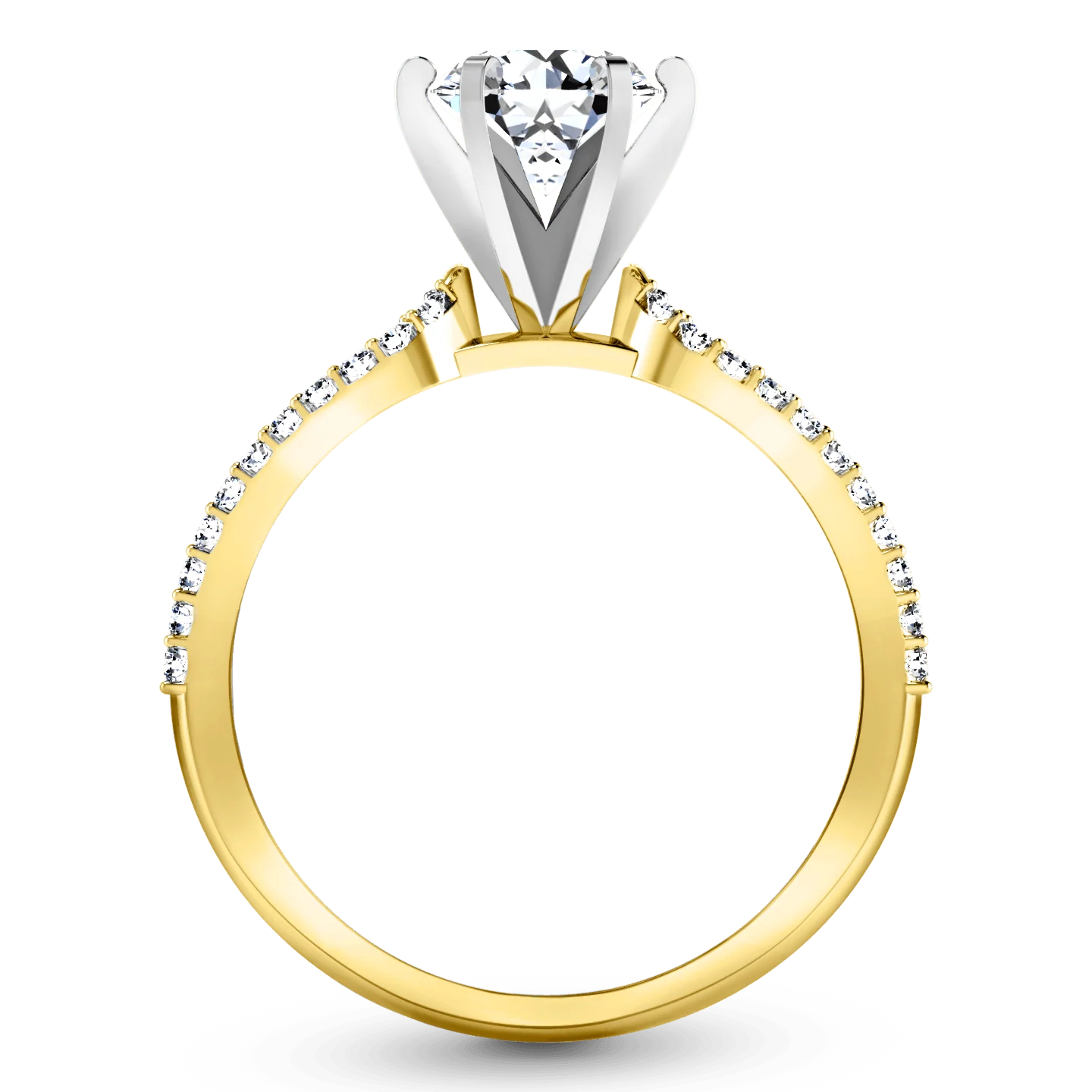 Pave Diamond EngagementRing Tres Jolie 14K Yellow Gold - Image 3