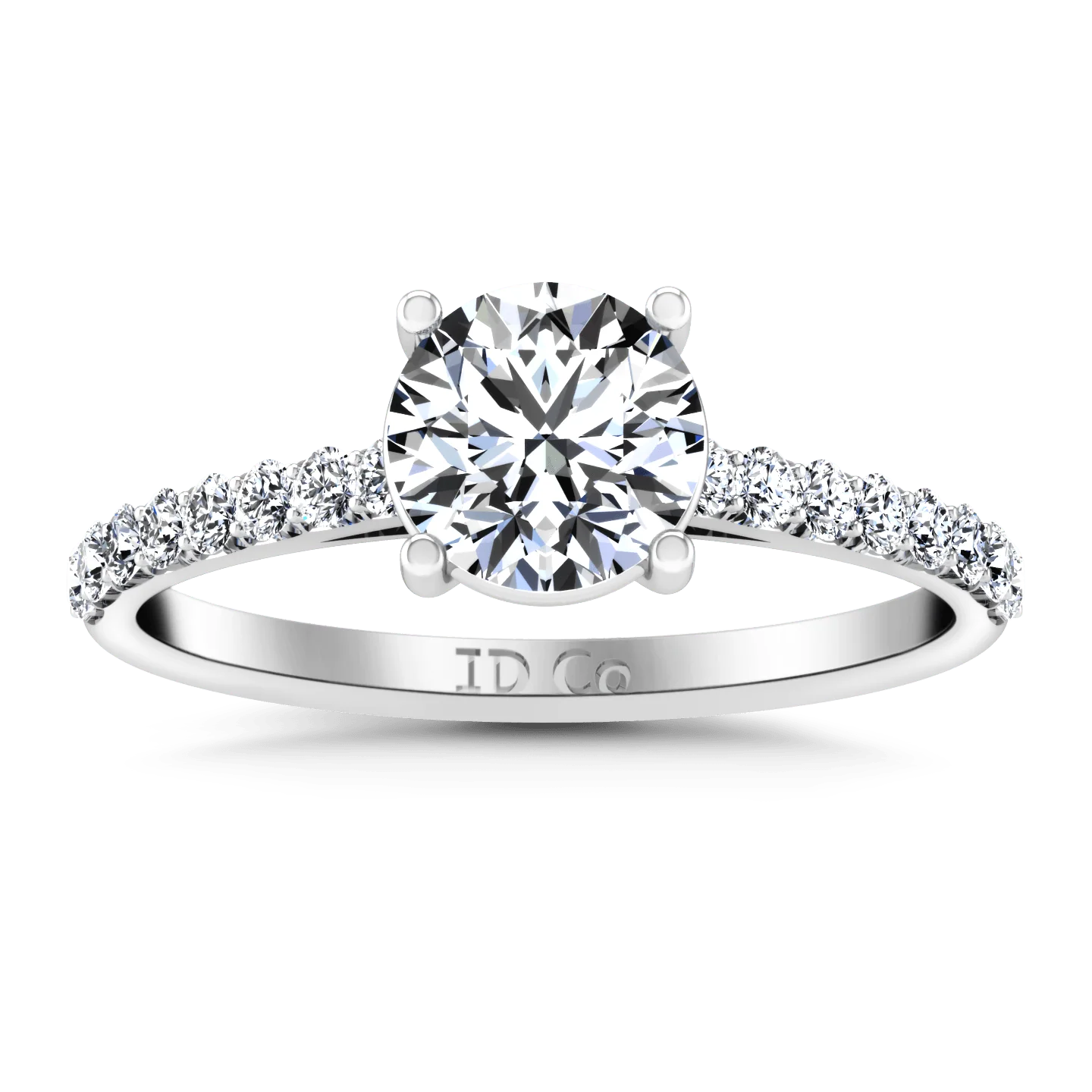 Round Diamond Pave Engagement Ring Yvette 14K White Gold