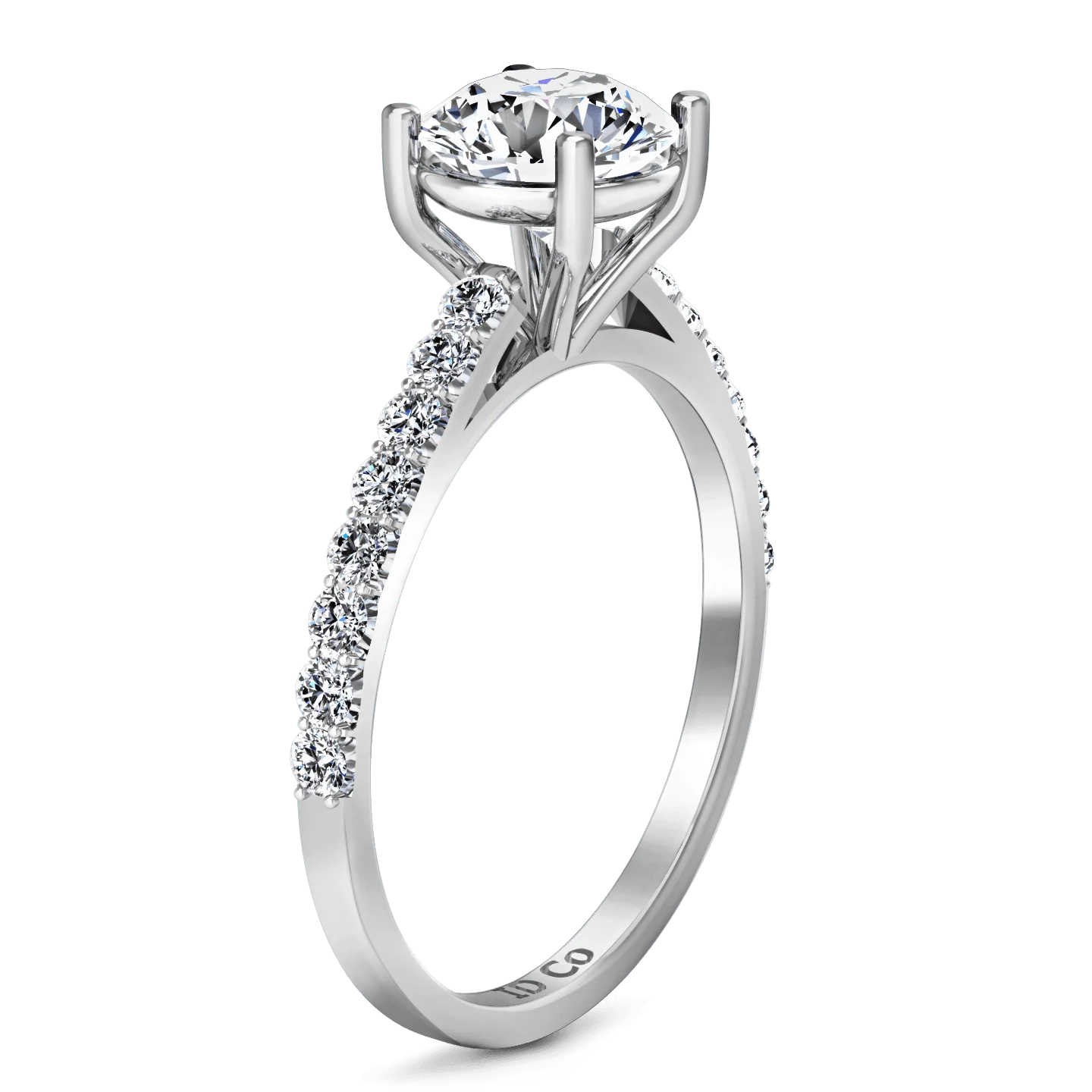 Round Diamond Pave Engagement Ring Yvette 14K White Gold - Image 2