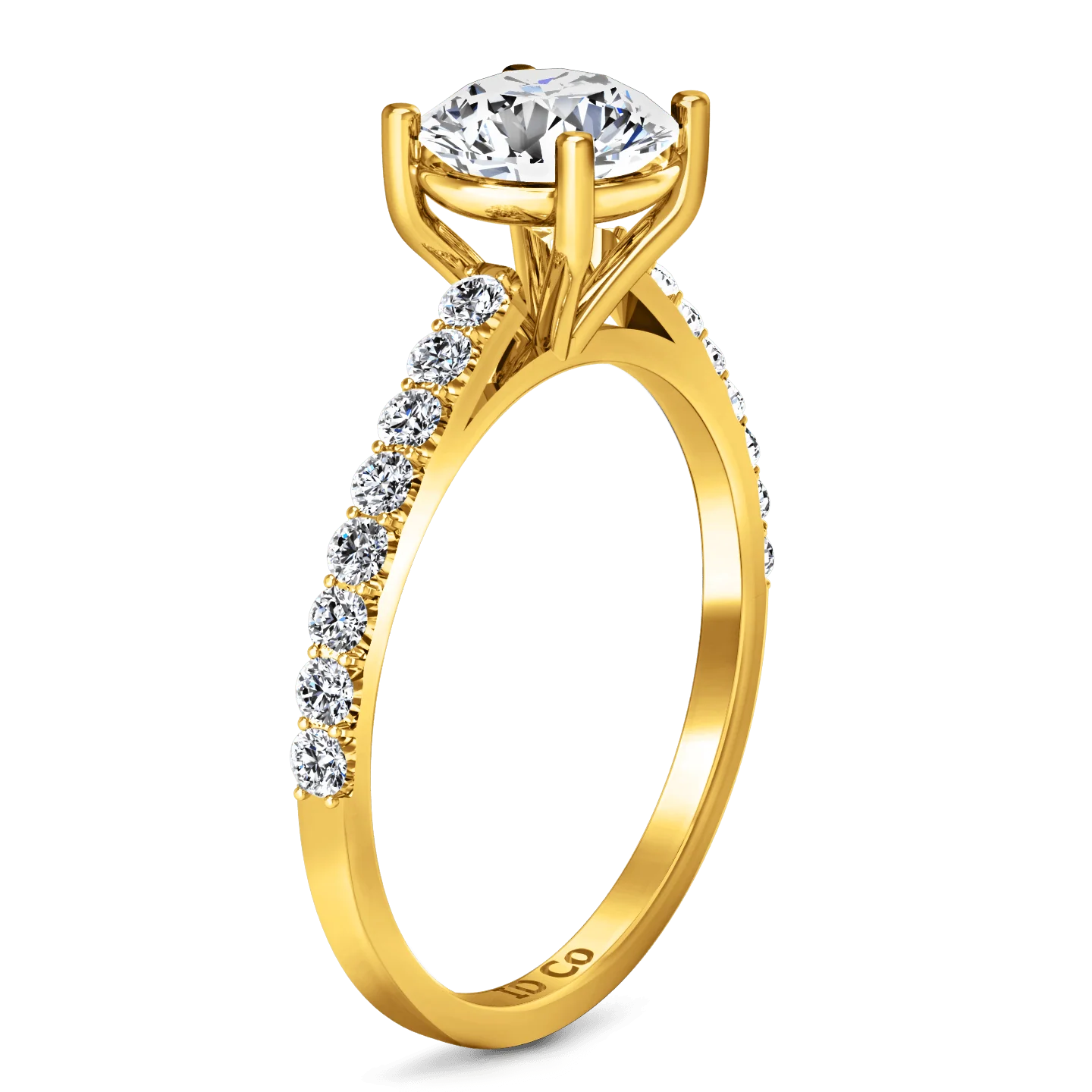Pave Diamond EngagementRing Yvette 14K Yellow Gold - Image 2
