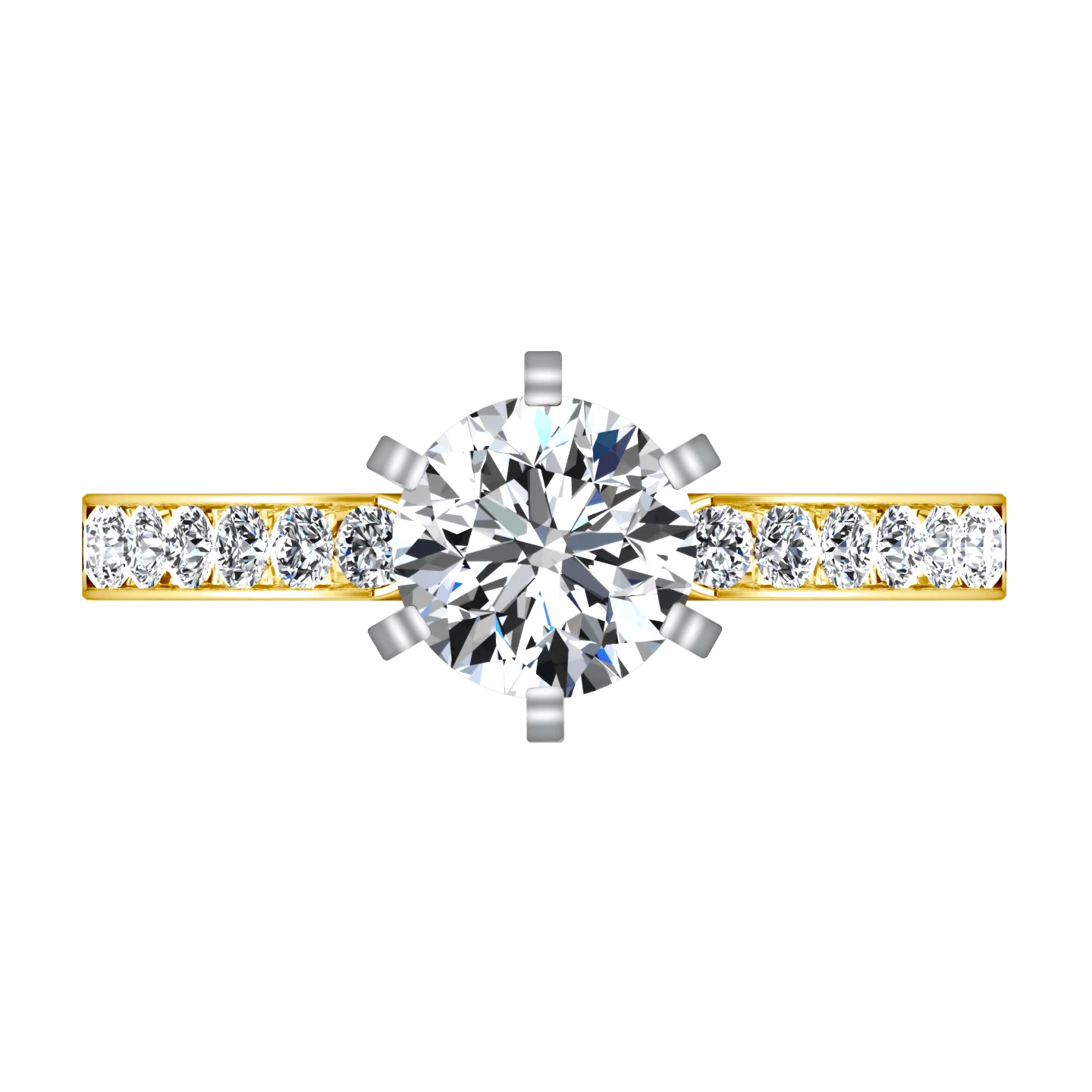 Pave Diamond EngagementRing Yvonne 14K Yellow Gold - Image 4