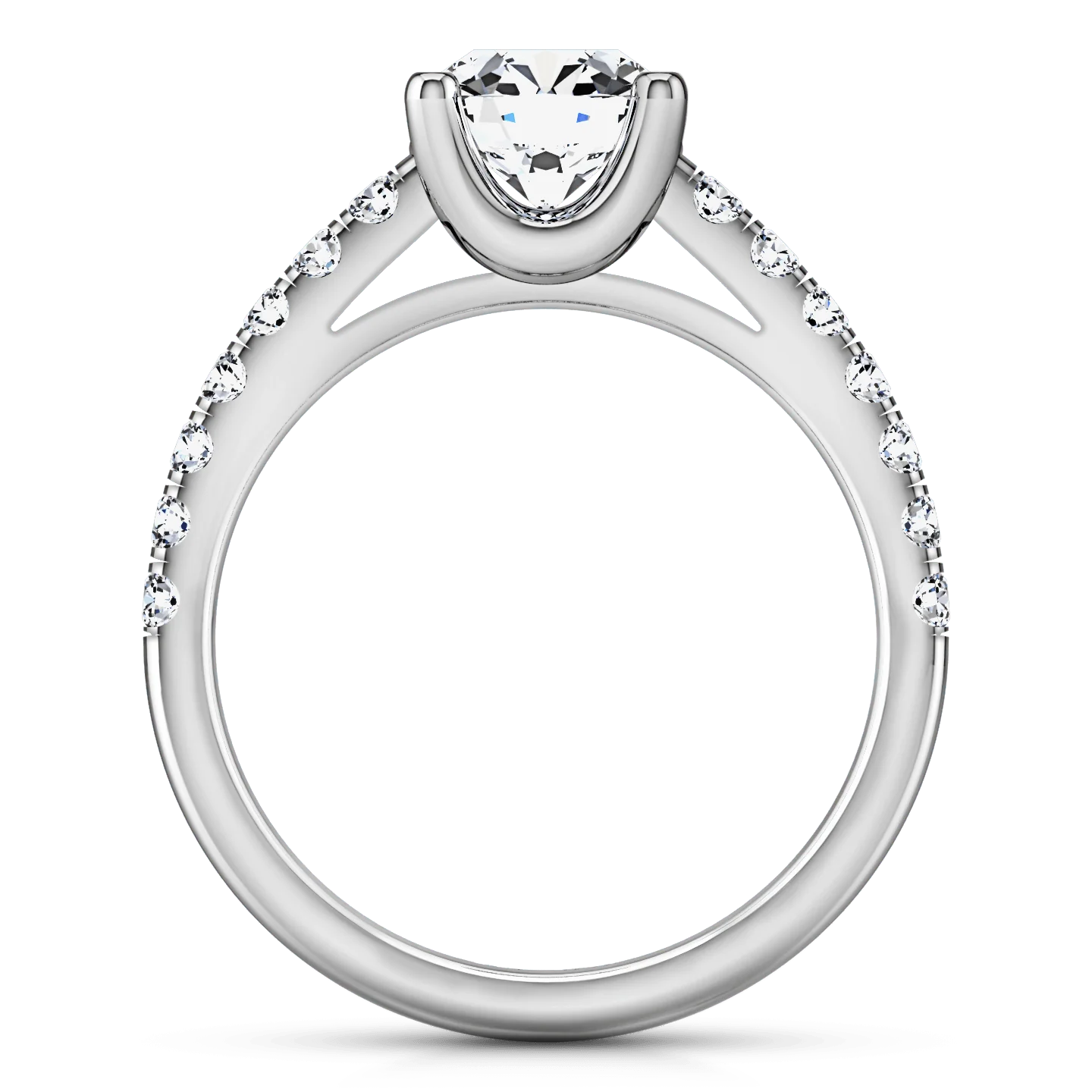 Round Diamond Pave Engagement Ring Zoe 14K White Gold - Image 3