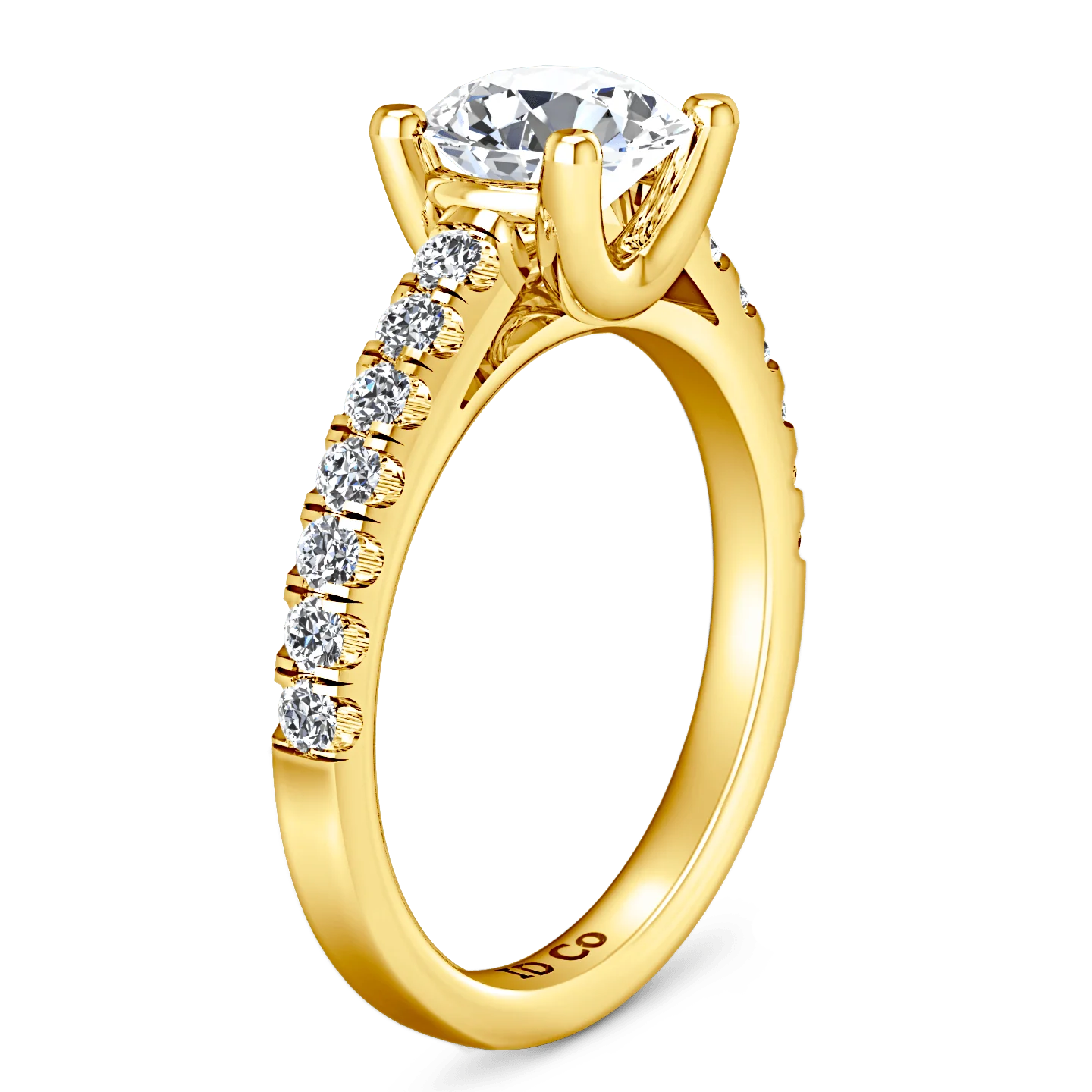 Pave Diamond EngagementRing Zoe 14K Yellow Gold - Image 2