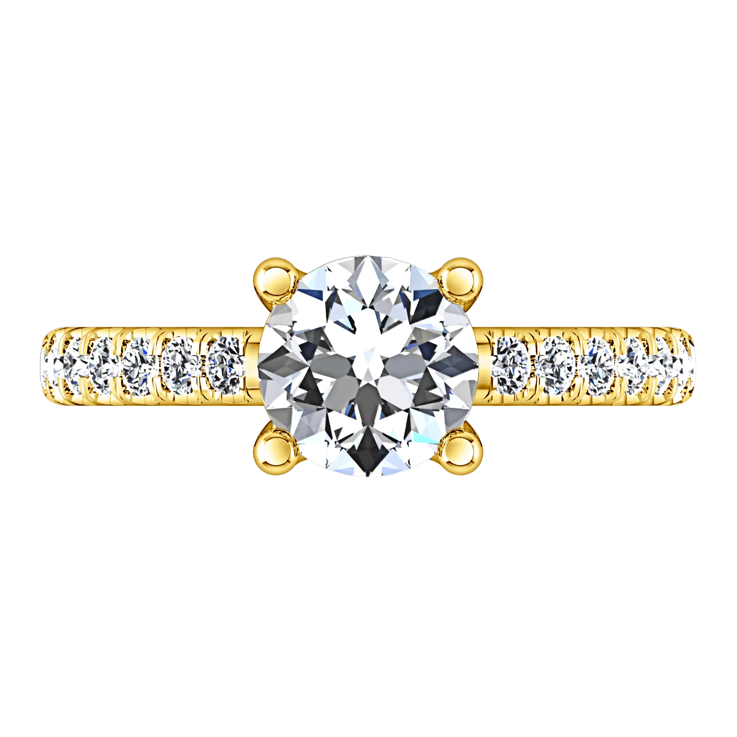 Pave Diamond EngagementRing Zoe 14K Yellow Gold - Image 4