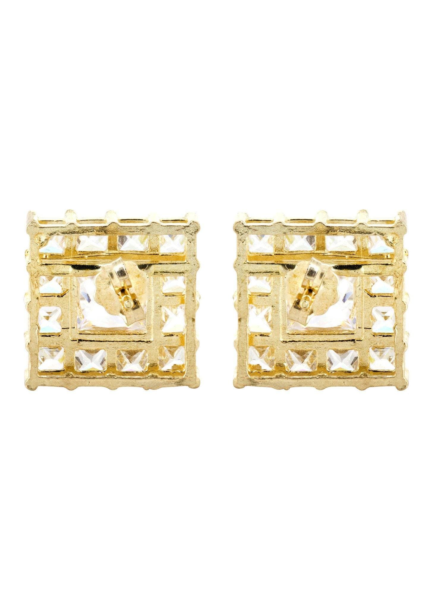 10K Princess  Gold Earrings For Men | Appx 1/2 Inches Wide - Image 2