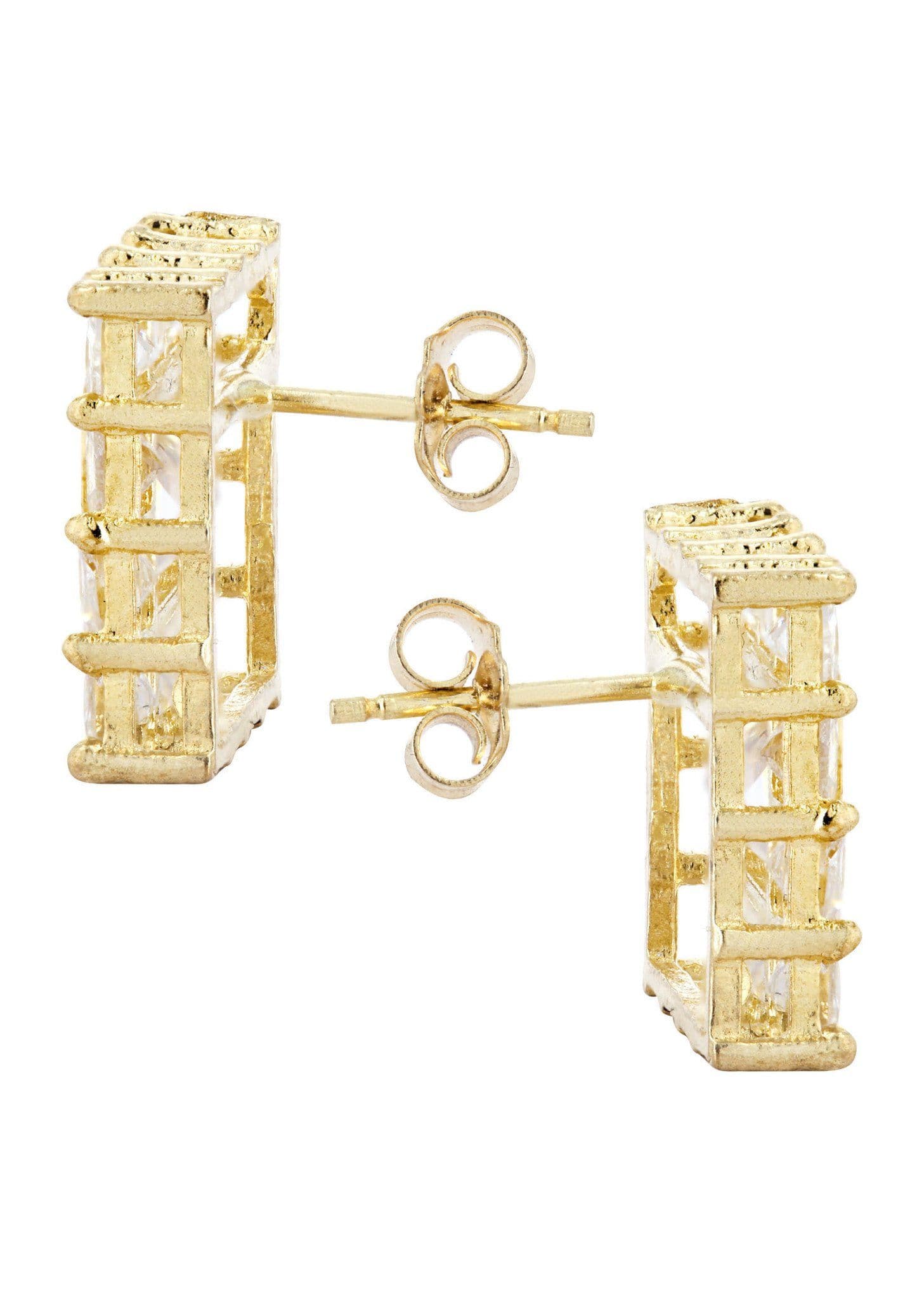 10K Princess  Gold Earrings For Men | Appx 1/2 Inches Wide - Image 3