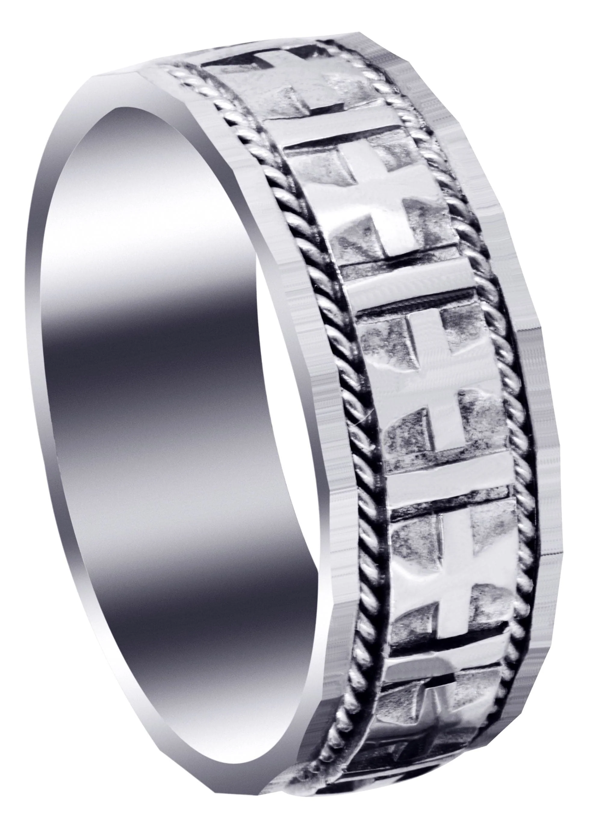 Religious Mens Wedding Band | High Polish Finish (Jude)