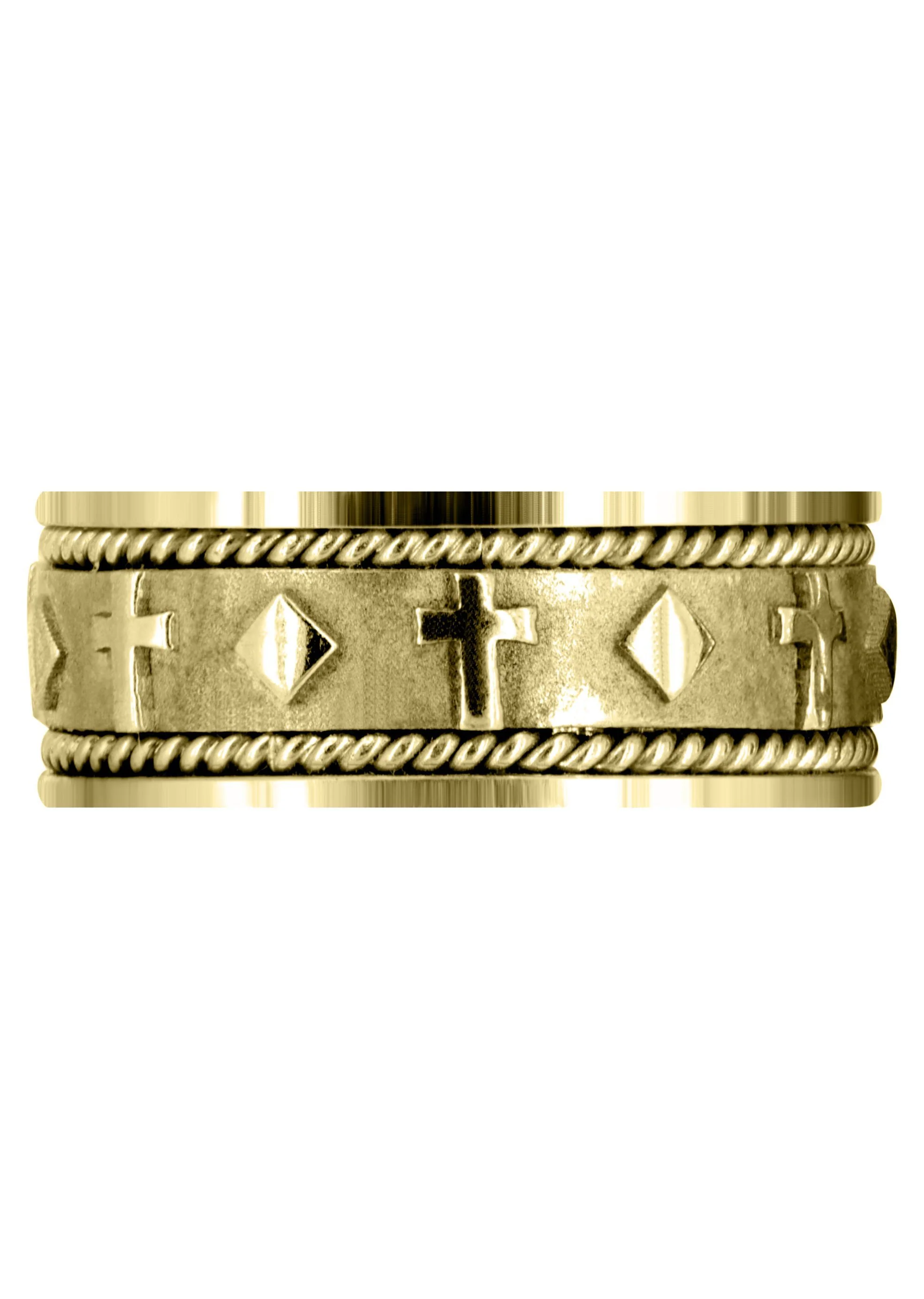 Yellow Gold Religious Mens Wedding Band | Sand Blast / High Polish Finish (Mateo) - Image 2