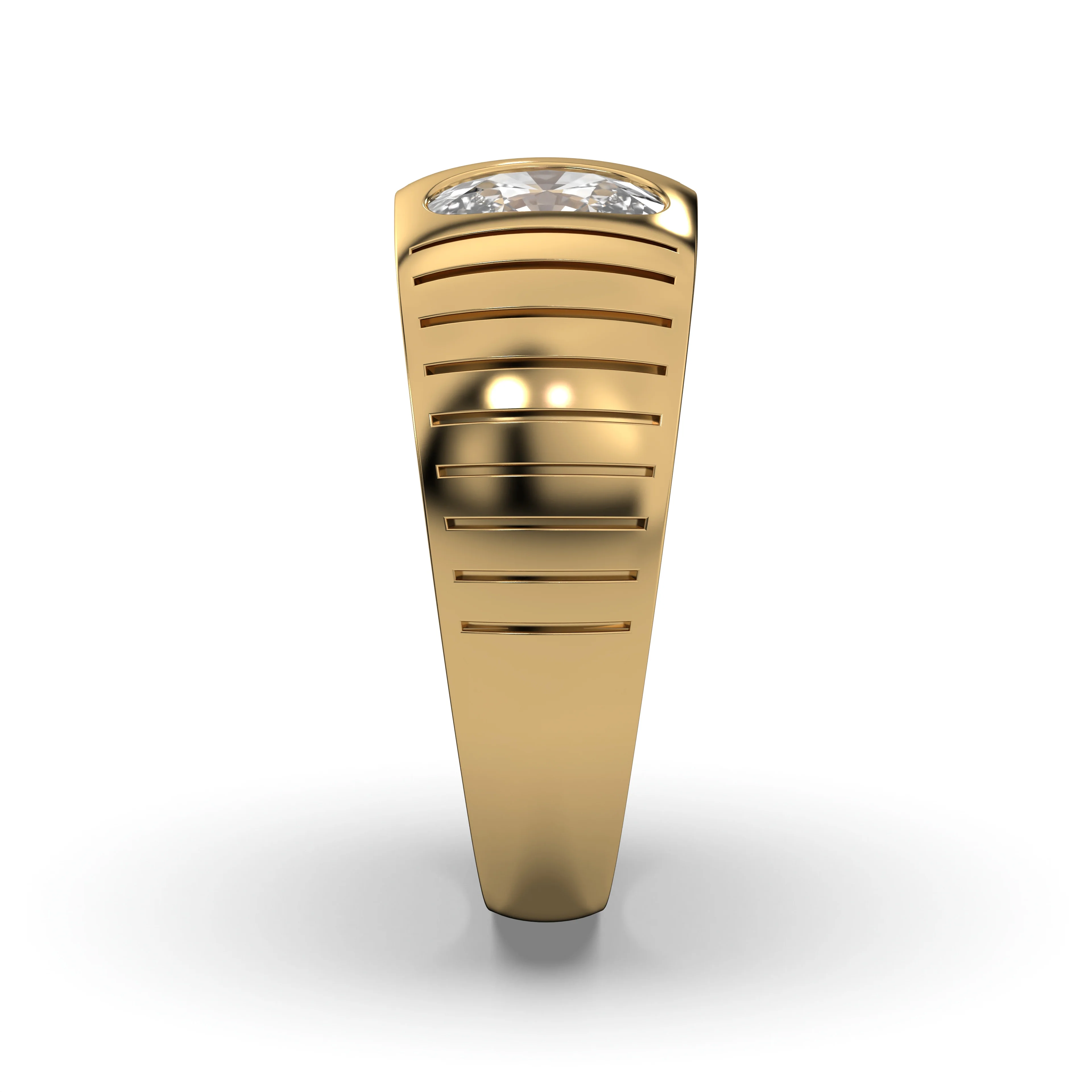 Men's Jewelry - Men's VVS Lab Diamond Oval Solitaire Engagement Ring |  Yellow Gold - Image 3