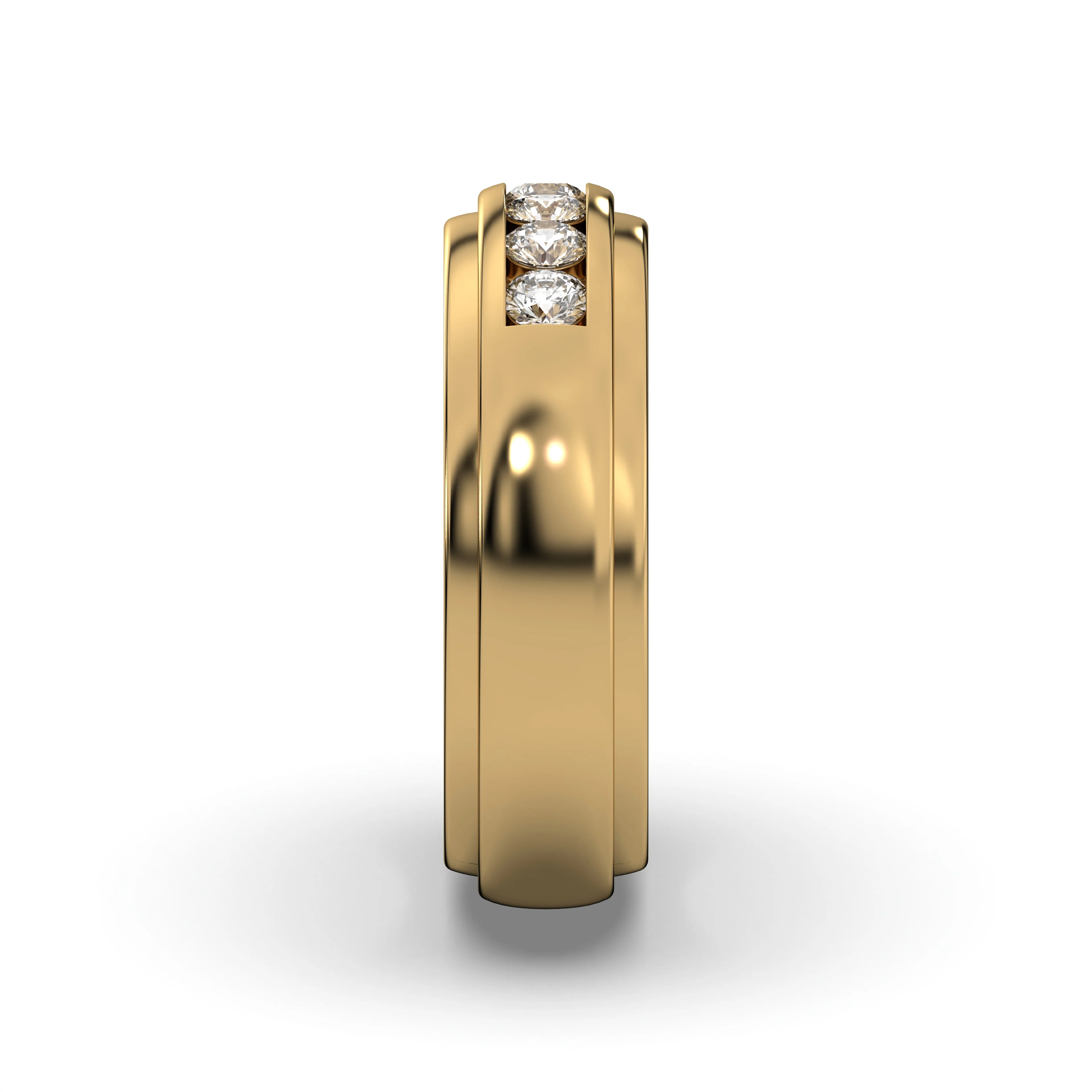 Men's Jewelry - Men's VVS Lab Diamond 5 Stone Wedding Band |  Yellow Gold - Image 3