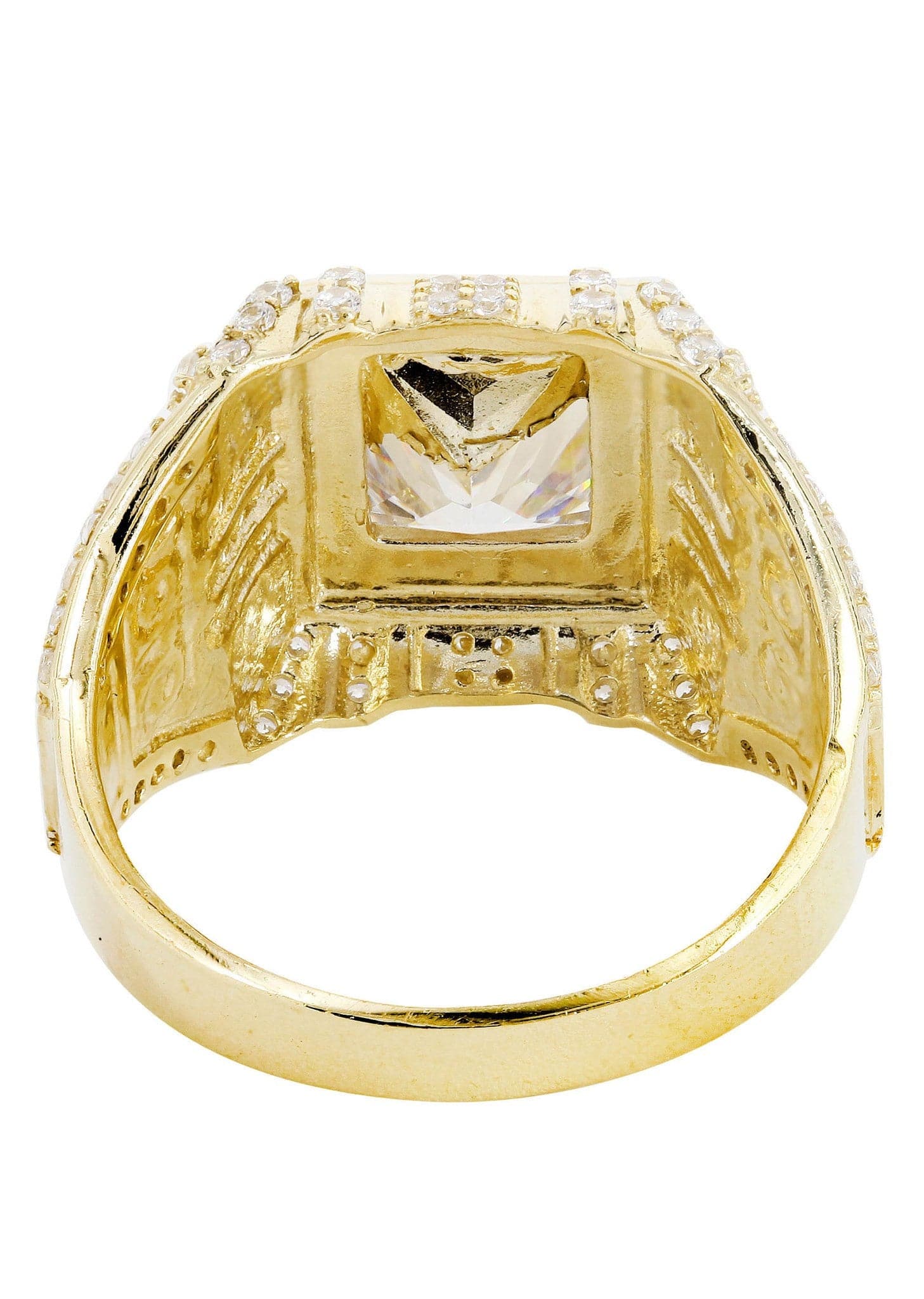 Rock Crystal 10K Gold Mens Ring | 10.3 Grams - Image 2