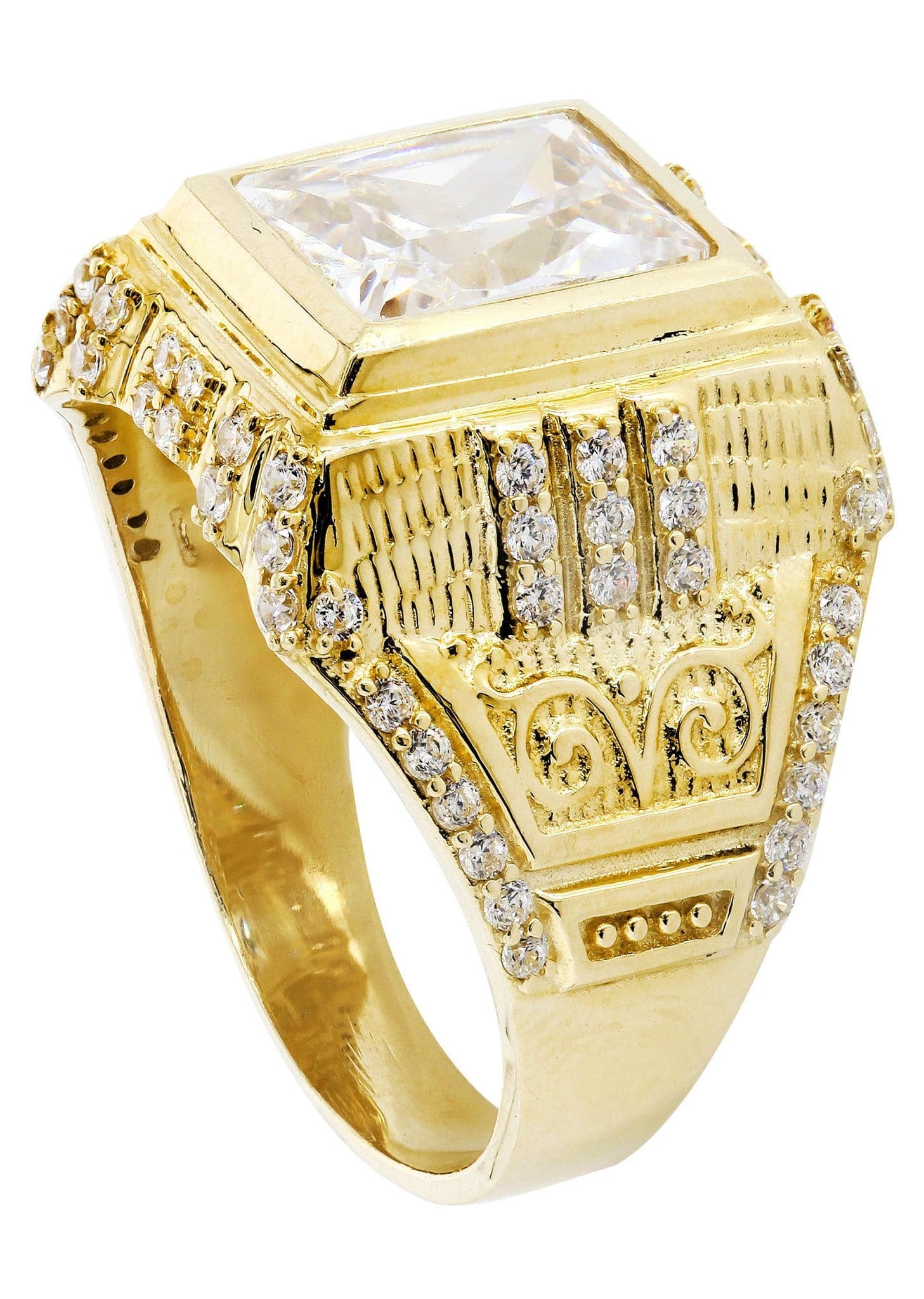 Rock Crystal 10K Gold Mens Ring | 10.3 Grams - Image 3