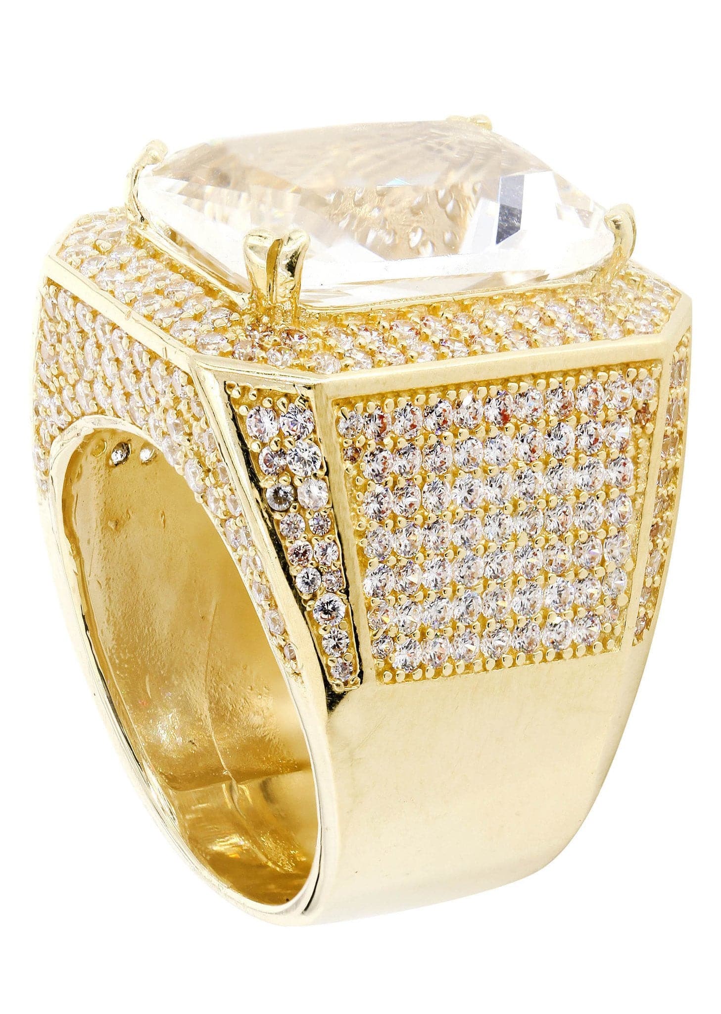 Rock Crystal  10K Gold Mens Ring | 21.8 Grams - Image 3
