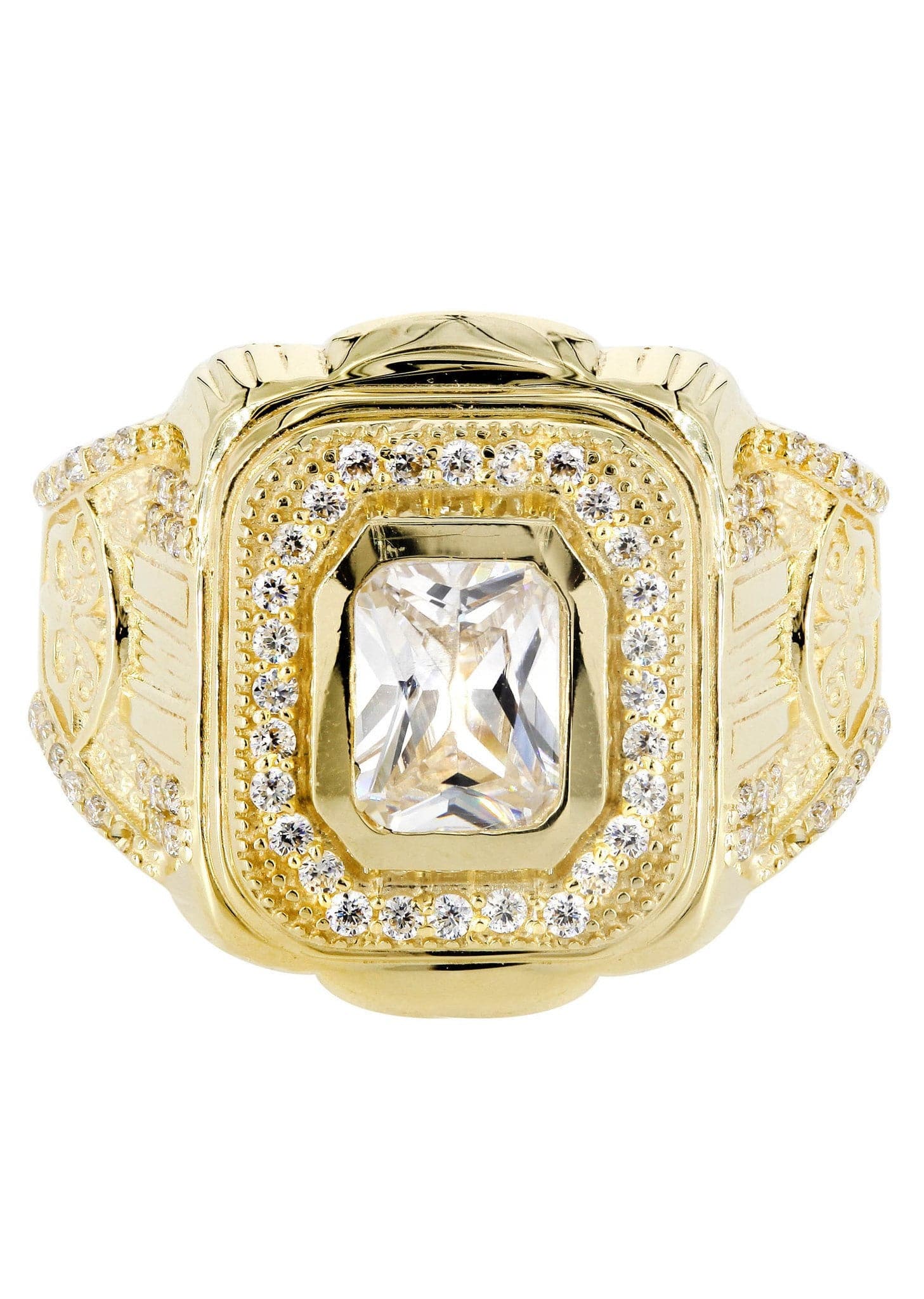 Rock Crystal 10K Gold Mens Ring | 7.9 Grams