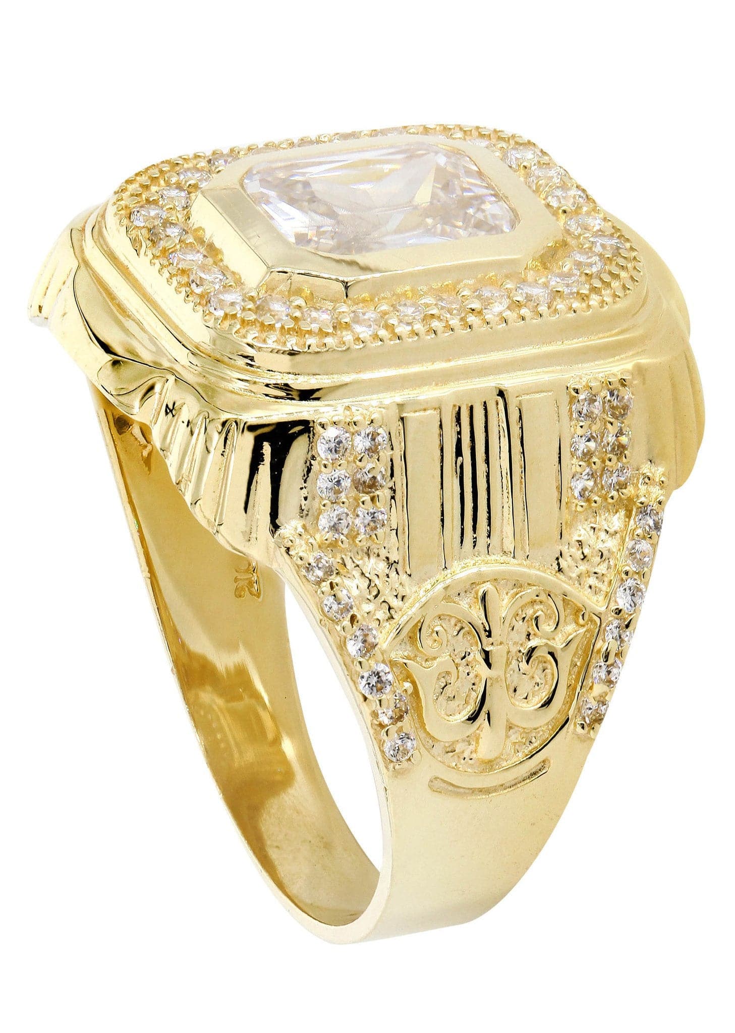 Rock Crystal 10K Gold Mens Ring | 7.9 Grams - Image 3