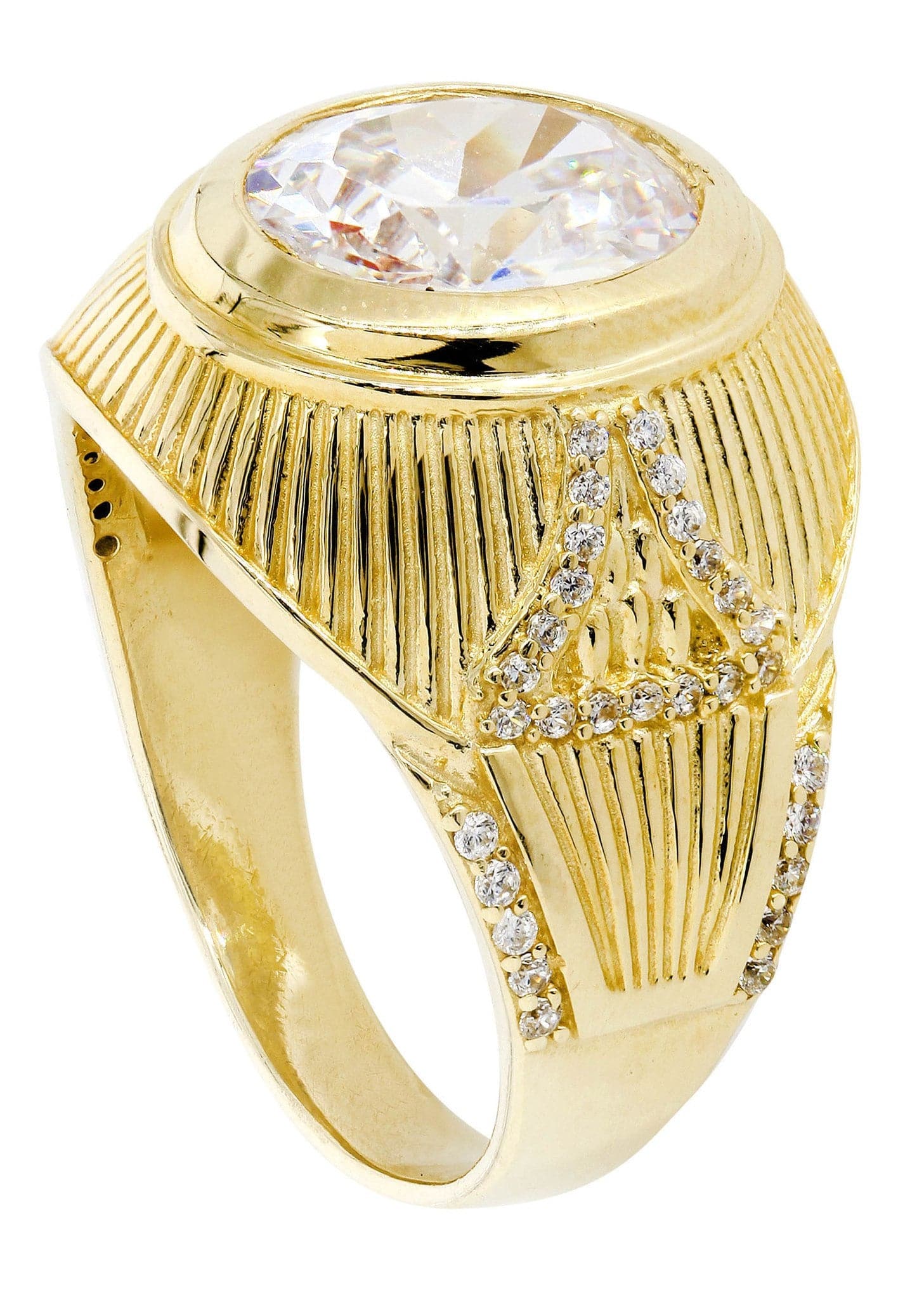 Rock Crystal 10K Gold Mens Ring | 9.5 Grams - Image 3