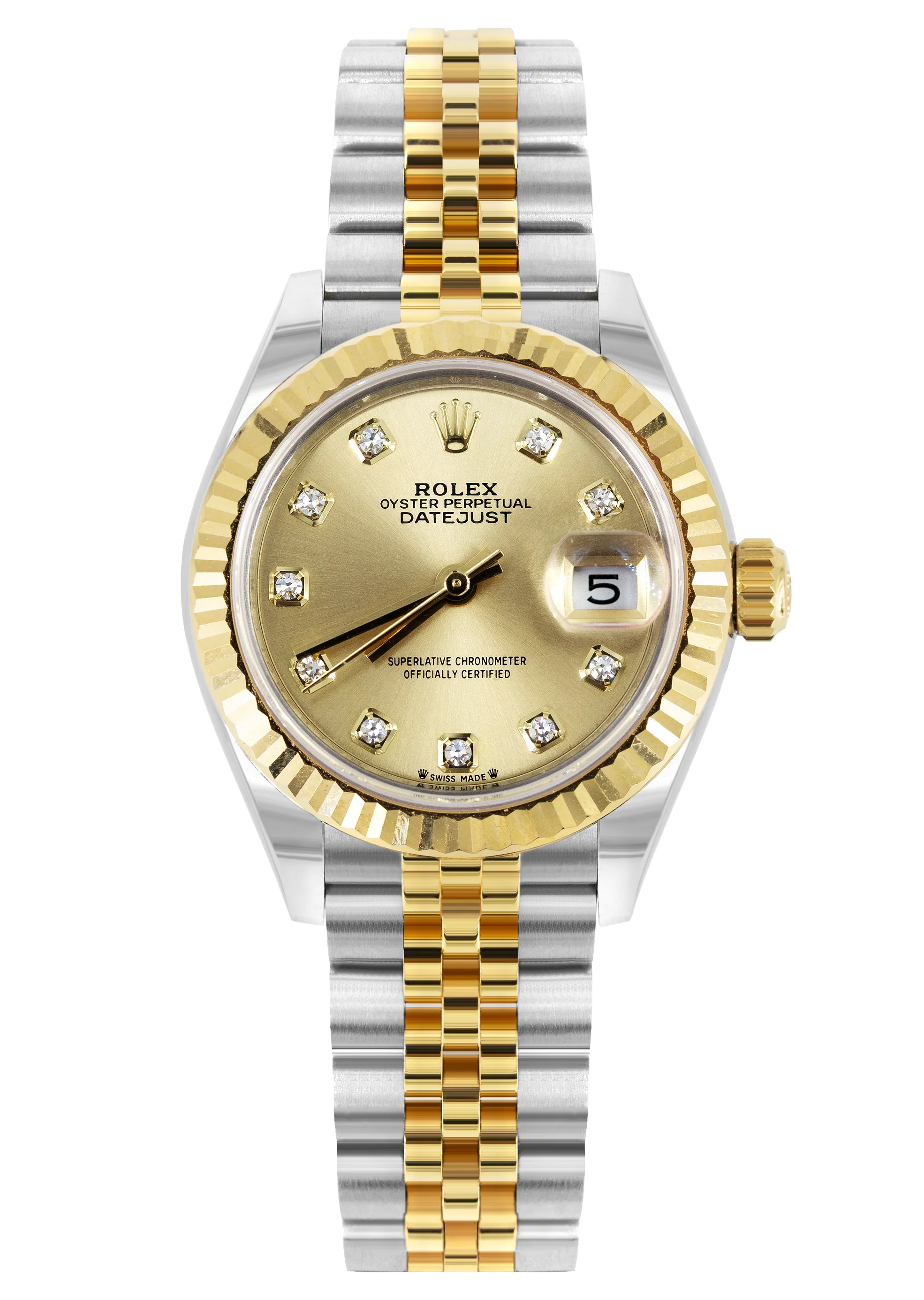 ROLEX DATEJUST 31 MM | JUBILEE BAND 18K GOLD & STEEL WATCH | 178273 | 18KYELLOW GOLD FLUTEDg | CHAMPAGNE DIAMOND