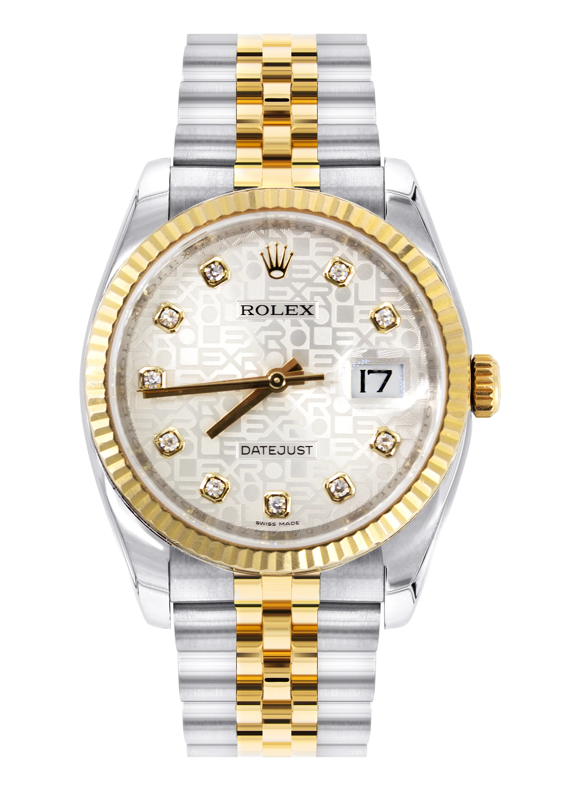 ROLEX DATEJUST 36 MM | JUBILEE BAND | 18K & STEEL WATCH | 116233 | FLUTED | FACTORY DIAMOND JUBILEE DIAL