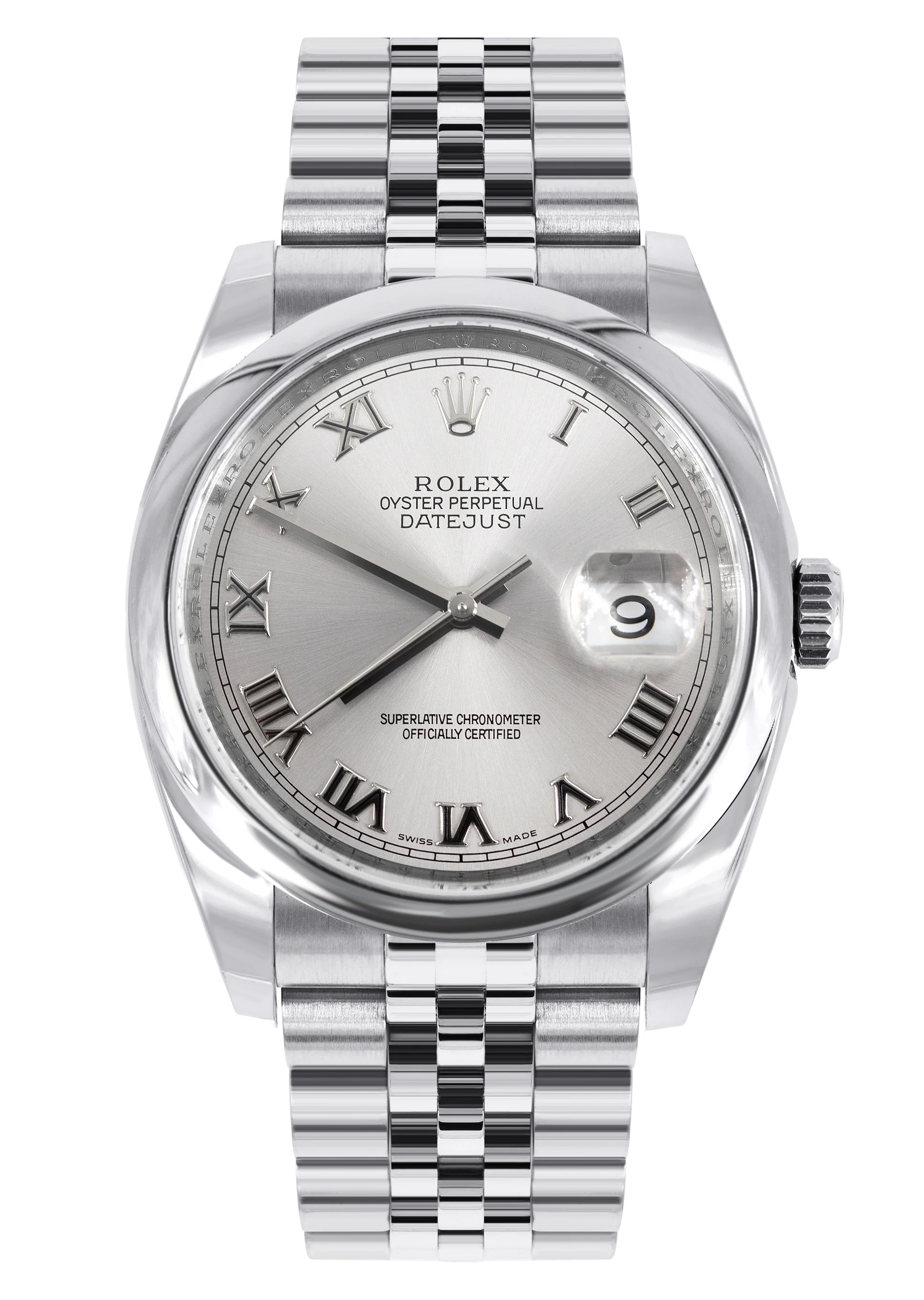 ROLEX DATEJUST 36 MM | JUBILEE BAND STEEL WATCH | 126200 | SMOOTH | SILVER ROMAN