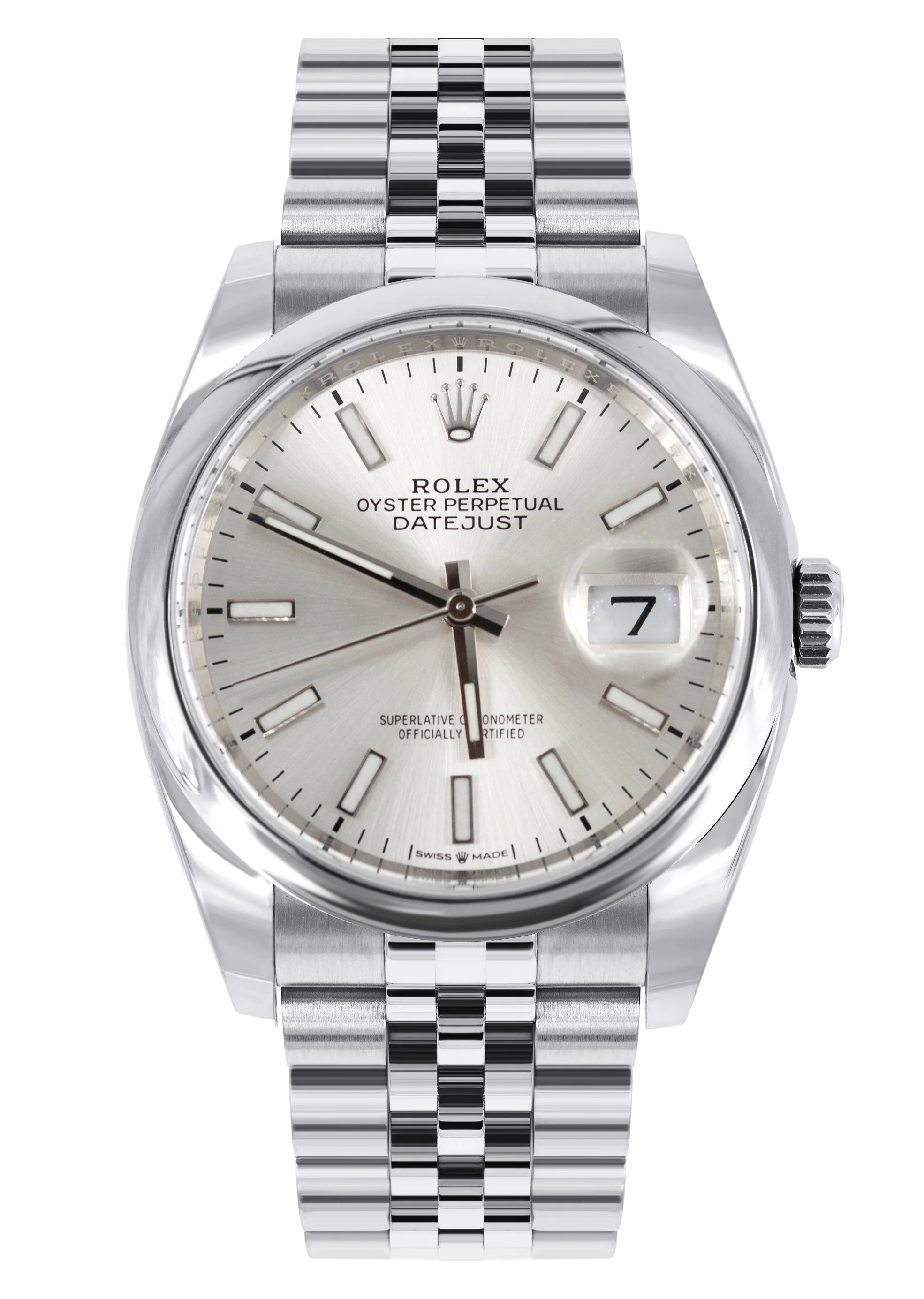 ROLEX DATEJUST 36 MM | JUBILEE BAND STEEL WATCH | 126200 | SMOOTH| SILVER STICK