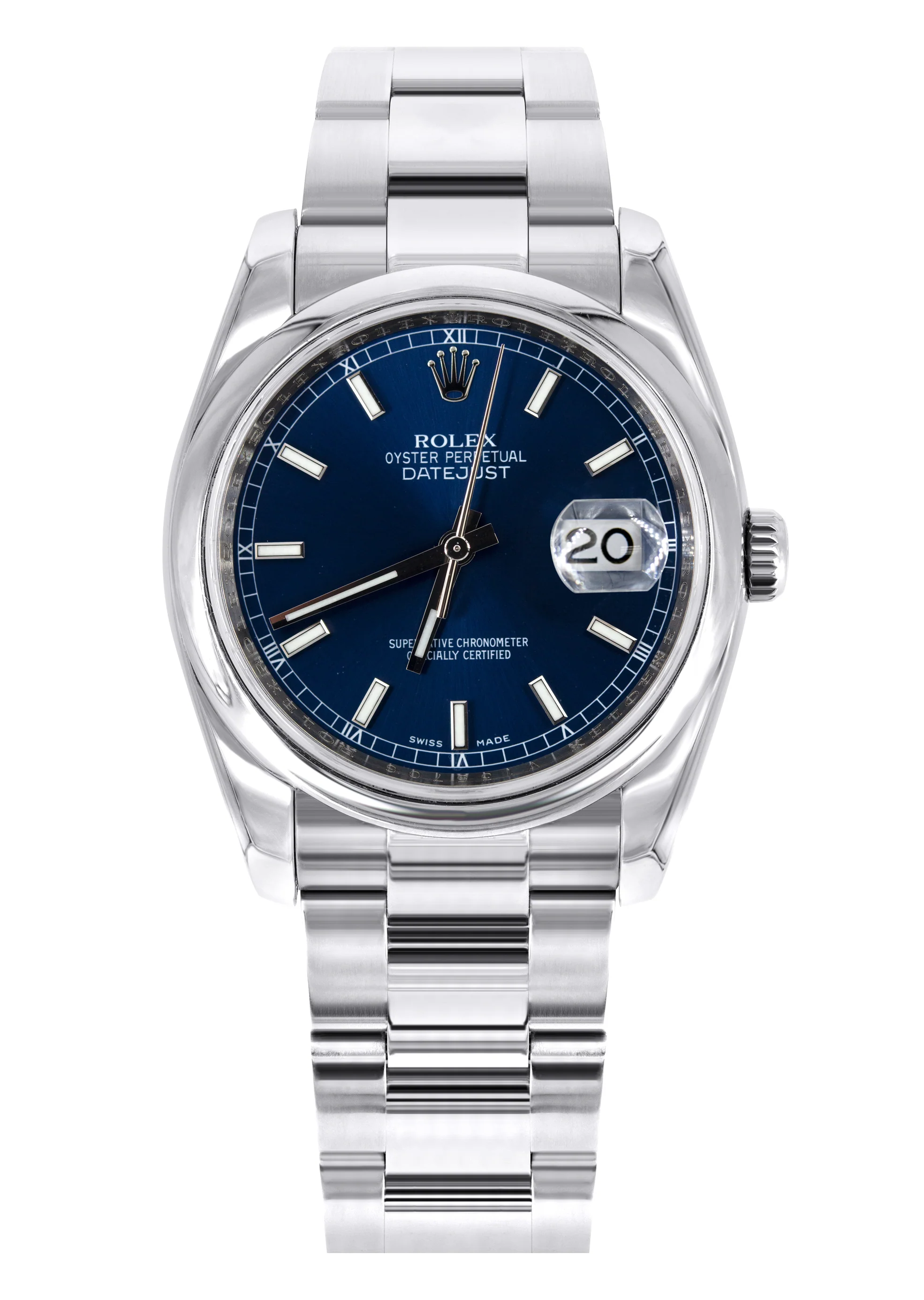 ROLEX DATEJUST 36 MM | OYSTER STEEL WATCH | BLUE DIAL| 116200