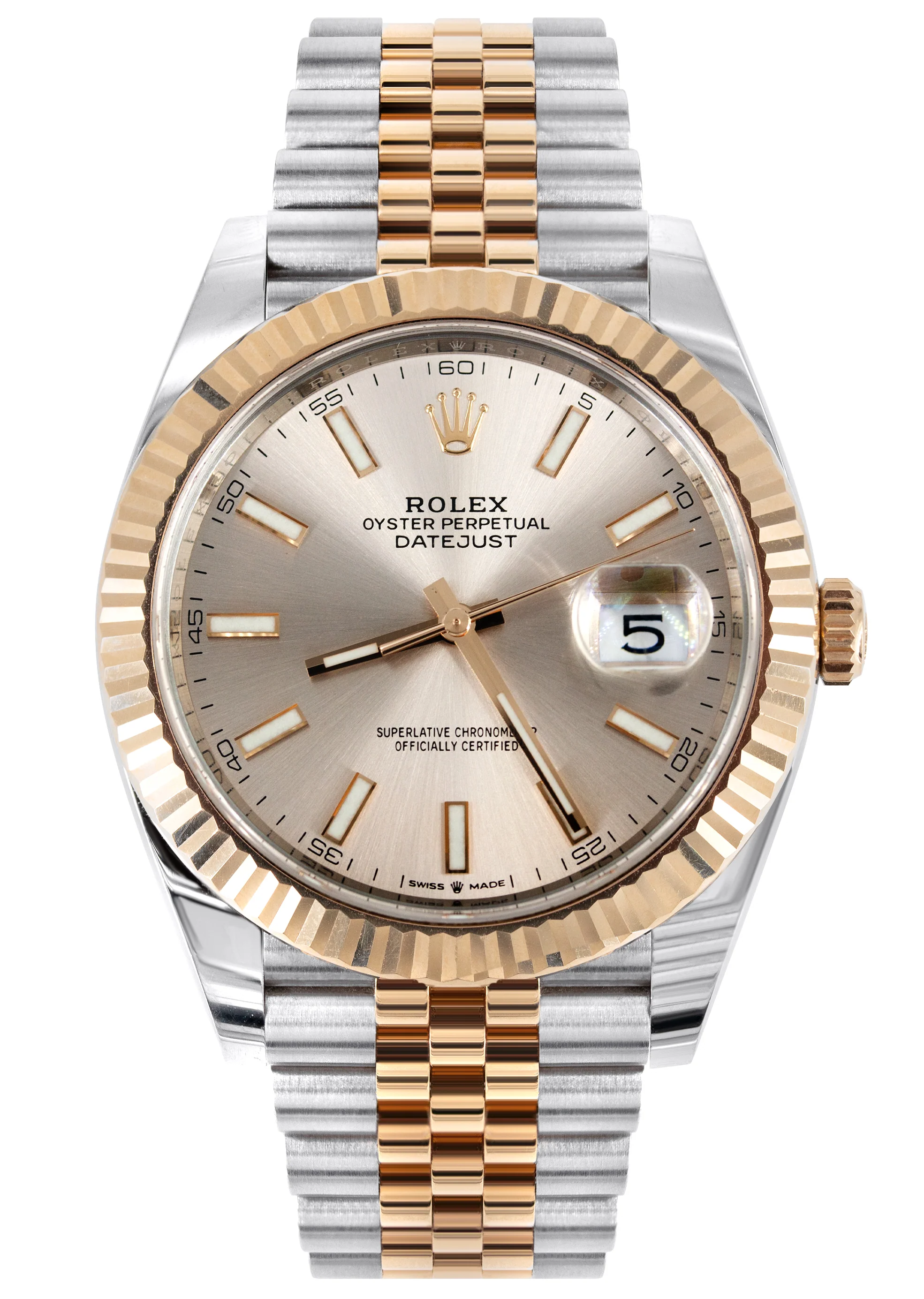 ROLEX DATEJUST 41 MM | 18K ROSE GOLD & STEEL WATCH | JUBILEE BAND | SUNDUST INDEX