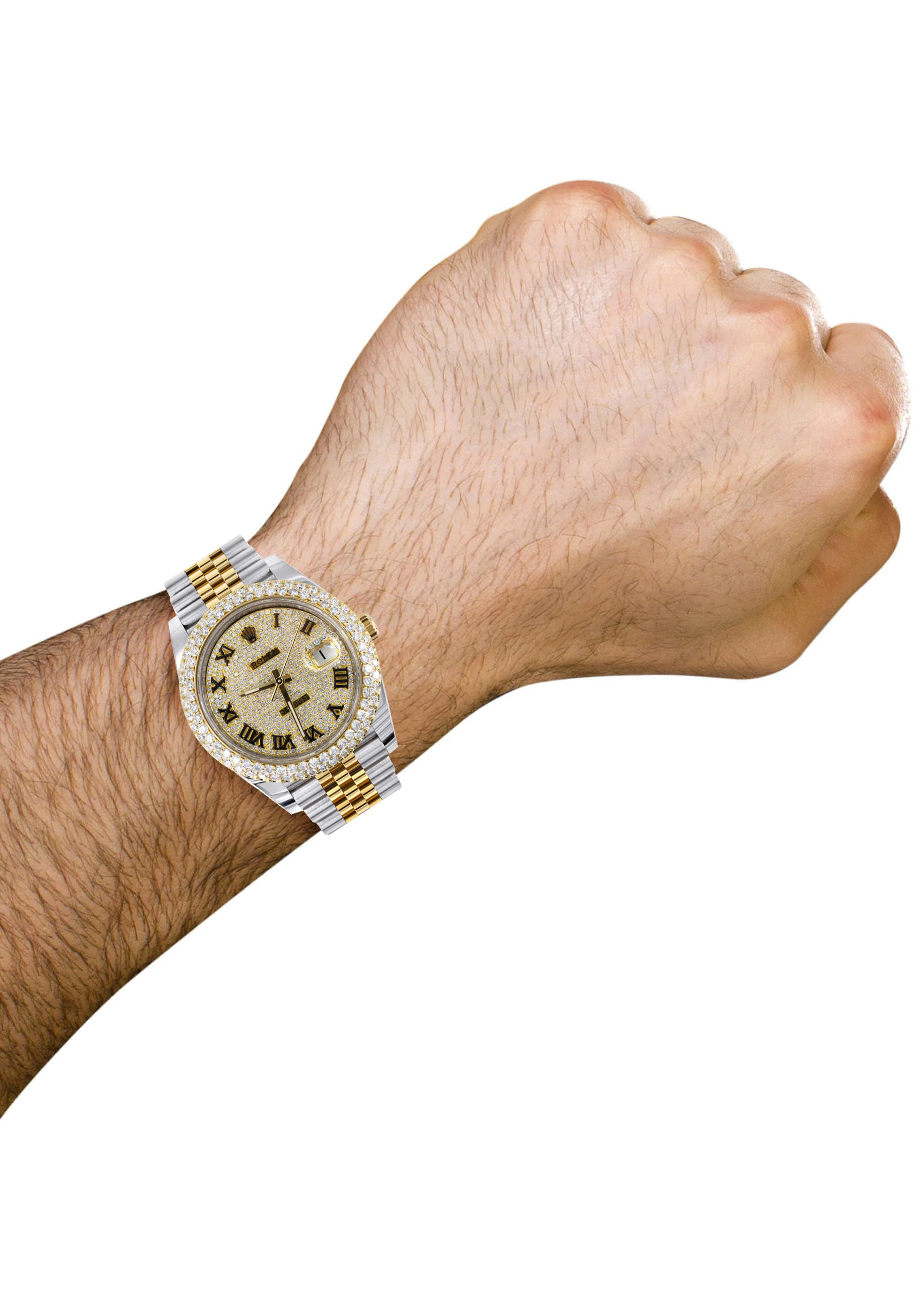 ROLEX DATEJUST 41 MM | 18K YELLOW GOLD & STEEL WATCH | JUBILEE BAND | 5.00 CT TWO ROW BEZEL - Image 4