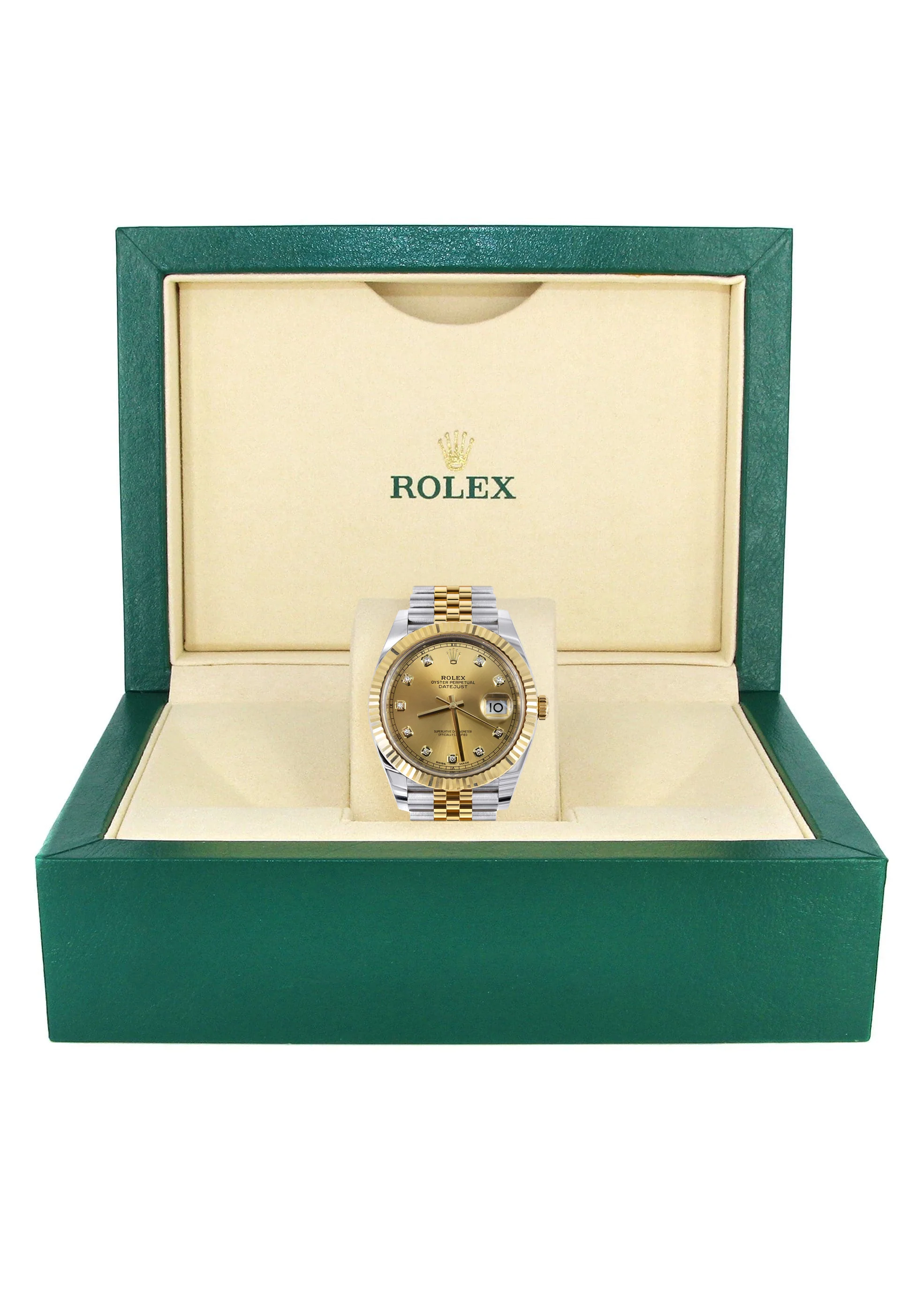 ROLEX DATEJUST 41 MM | 18K YELLOW GOLD & STEEL WATCH | JUBILEE BAND | DIAMOND CHAMPAGNE DIAL - Image 4