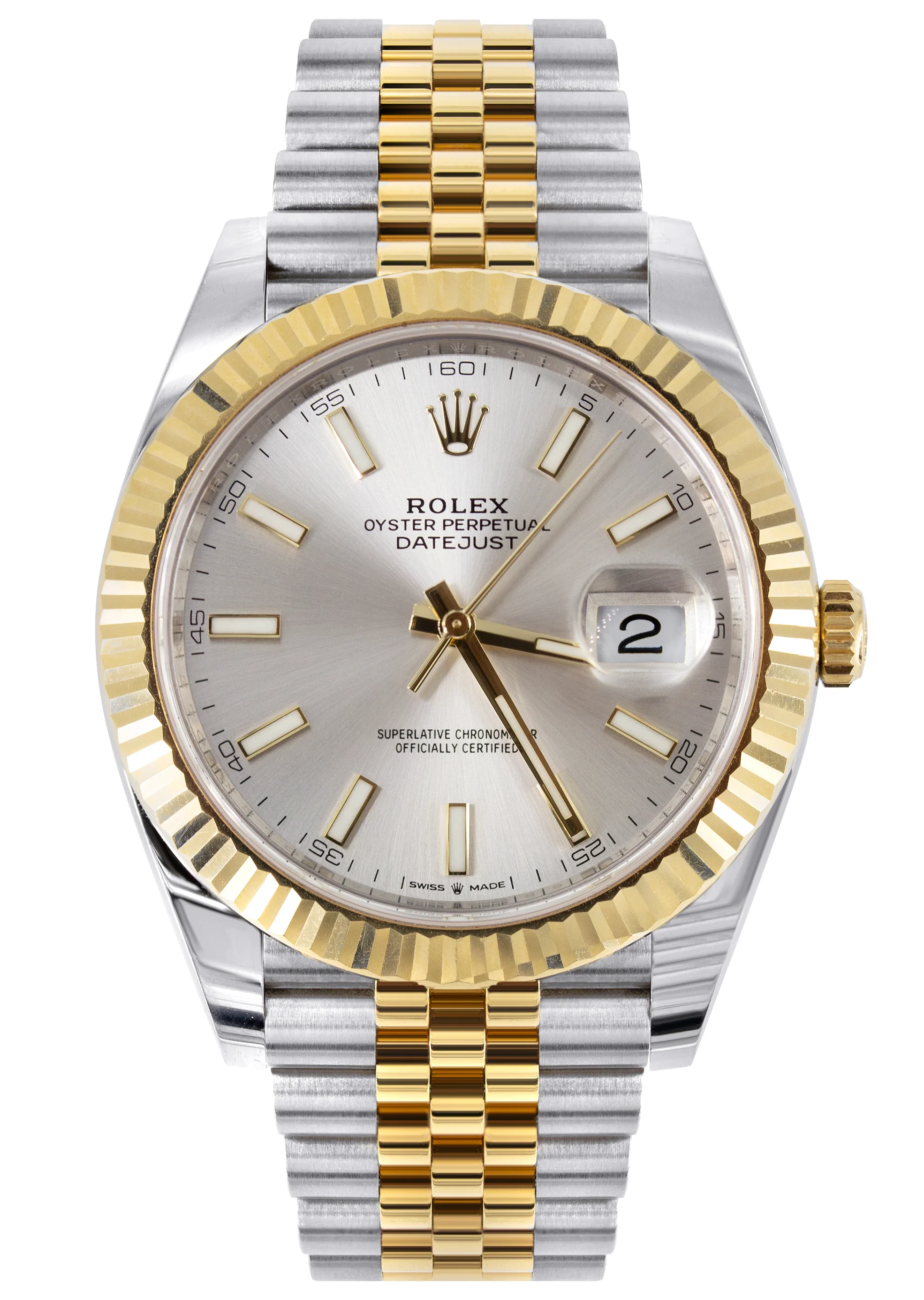 ROLEX DATEJUST 41 MM | 18K YELLOW GOLD & STEEL WATCH | JUBILEE BAND | SILVER INDEX