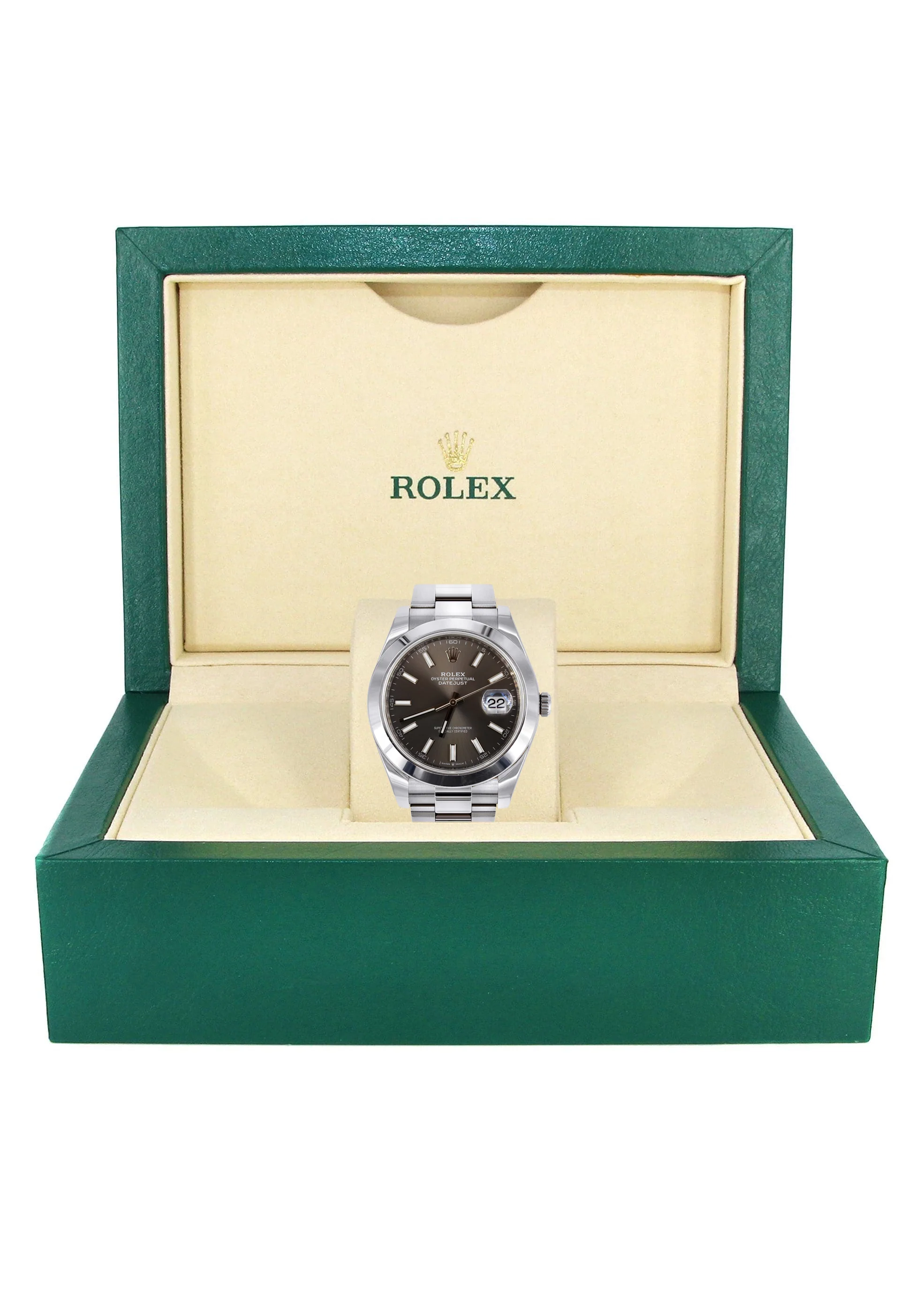 ROLEX DATEJUST 41 MM | OYSTER STEEL WATCH | RHODIUM/GRAY DIAL| 126300 | SMOOTH BEZEL - Image 4