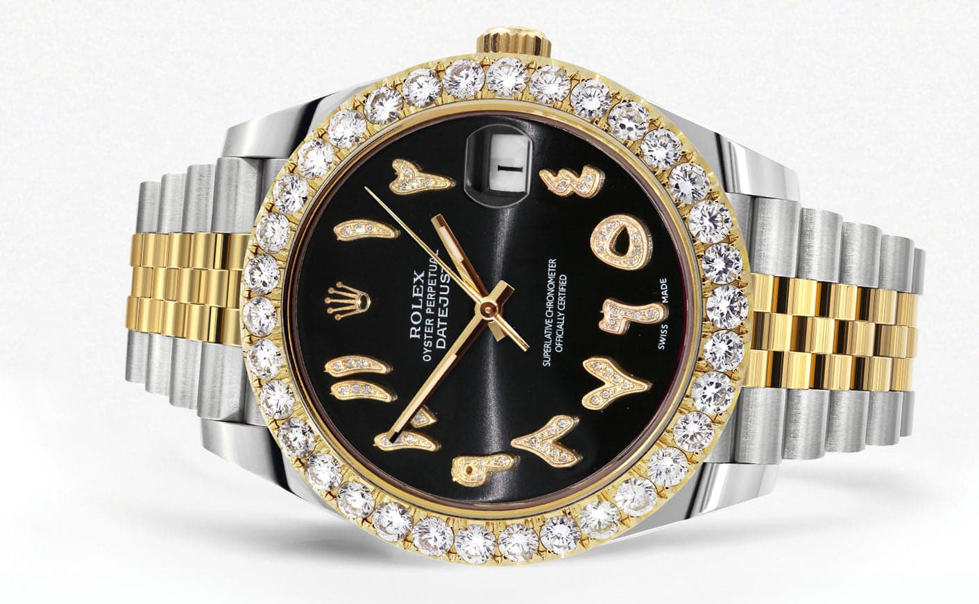 Rolex Datejust 41 Watch | 41 MM | 18K Yellow Gold & Stainless Steel | Custom Black Arabic Dial | Jubilee Band - Image 2