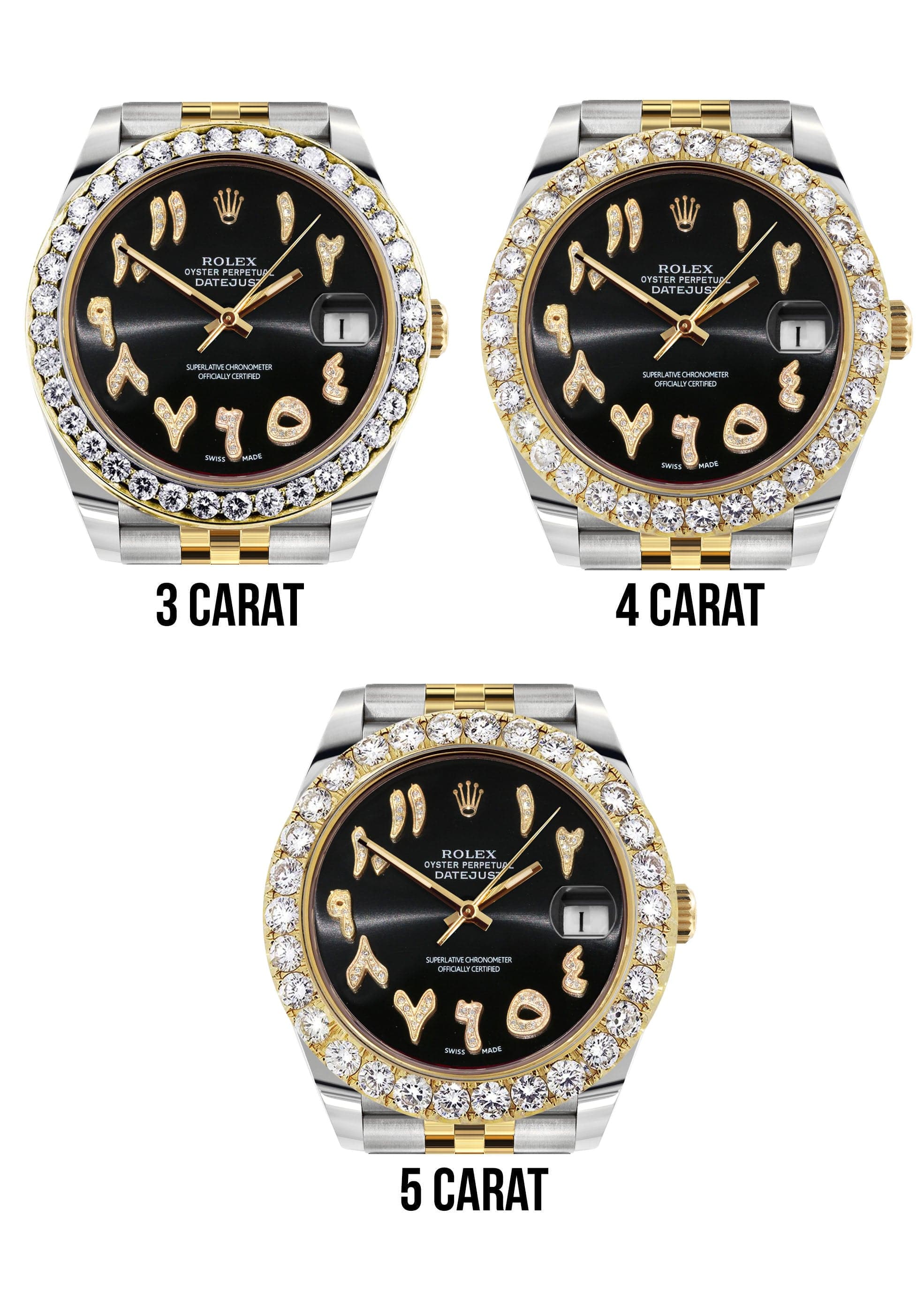 Rolex Datejust 41 Watch | 41 MM | 18K Yellow Gold & Stainless Steel | Custom Black Arabic Dial | Jubilee Band - Image 4