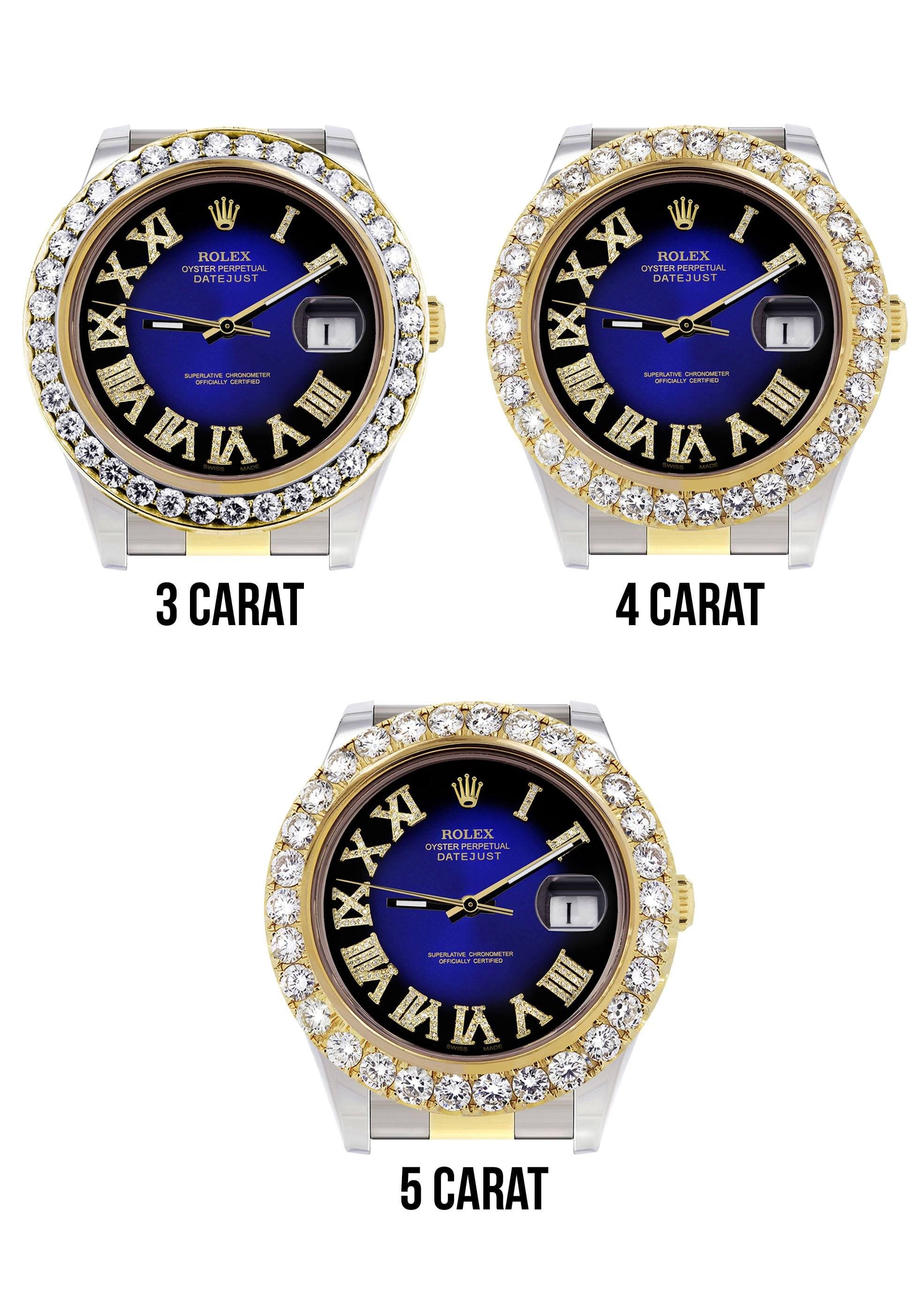 Rolex Datejust II Watch | 41 MM | 18K Yellow Gold & Stainless Steel | Custom Blue/Black Roman Dial | Oyster Band - Image 4